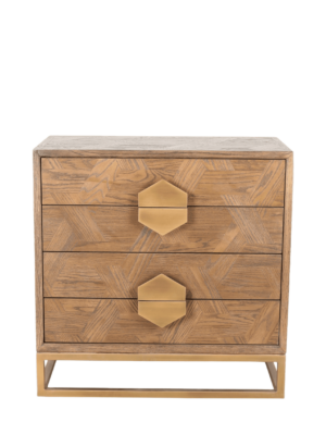 Jorge Low 4 Drawer Chest Brown / Brass