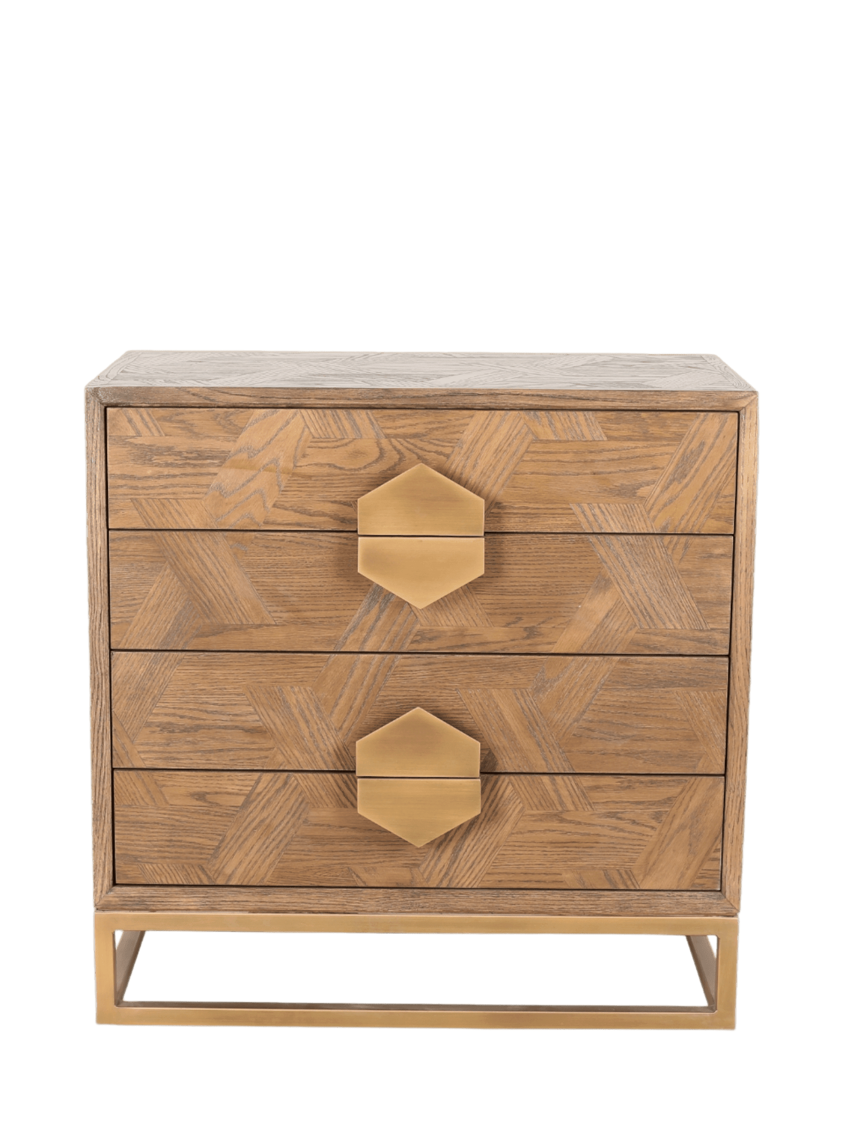 Jorge Low 4 Drawer Chest Brown / Brass