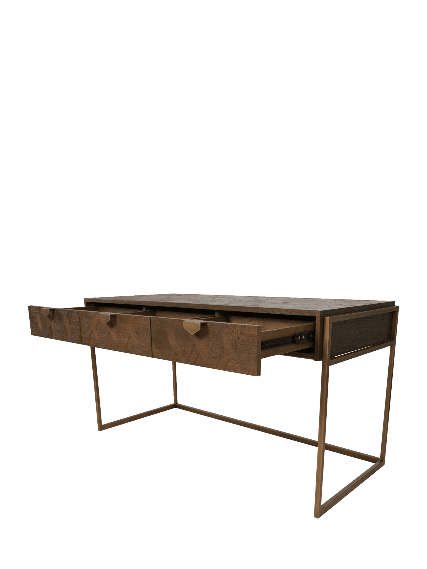 Jorge Desk Console Table, Brown / Brass