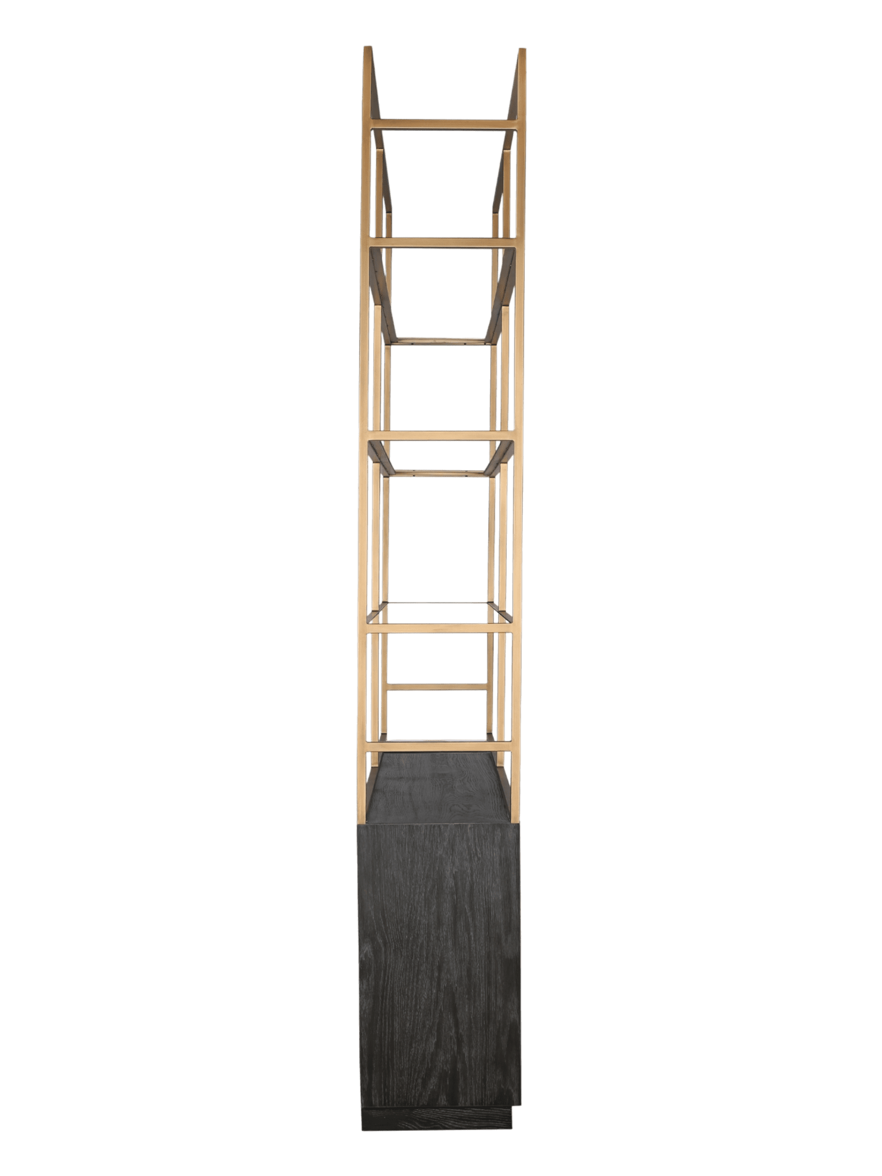 Jorge 4 Door Bookcase Black / Brass With Glass Shelf