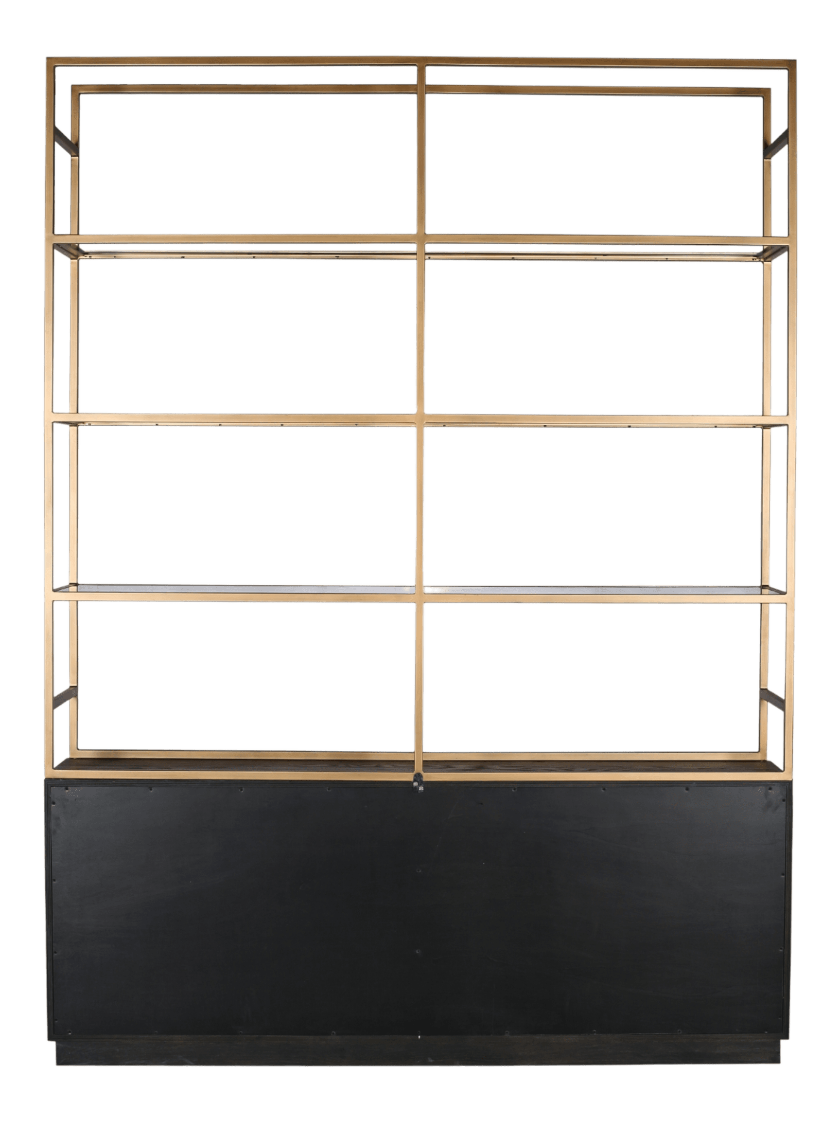 Jorge 4 Door Bookcase Black / Brass With Glass Shelf