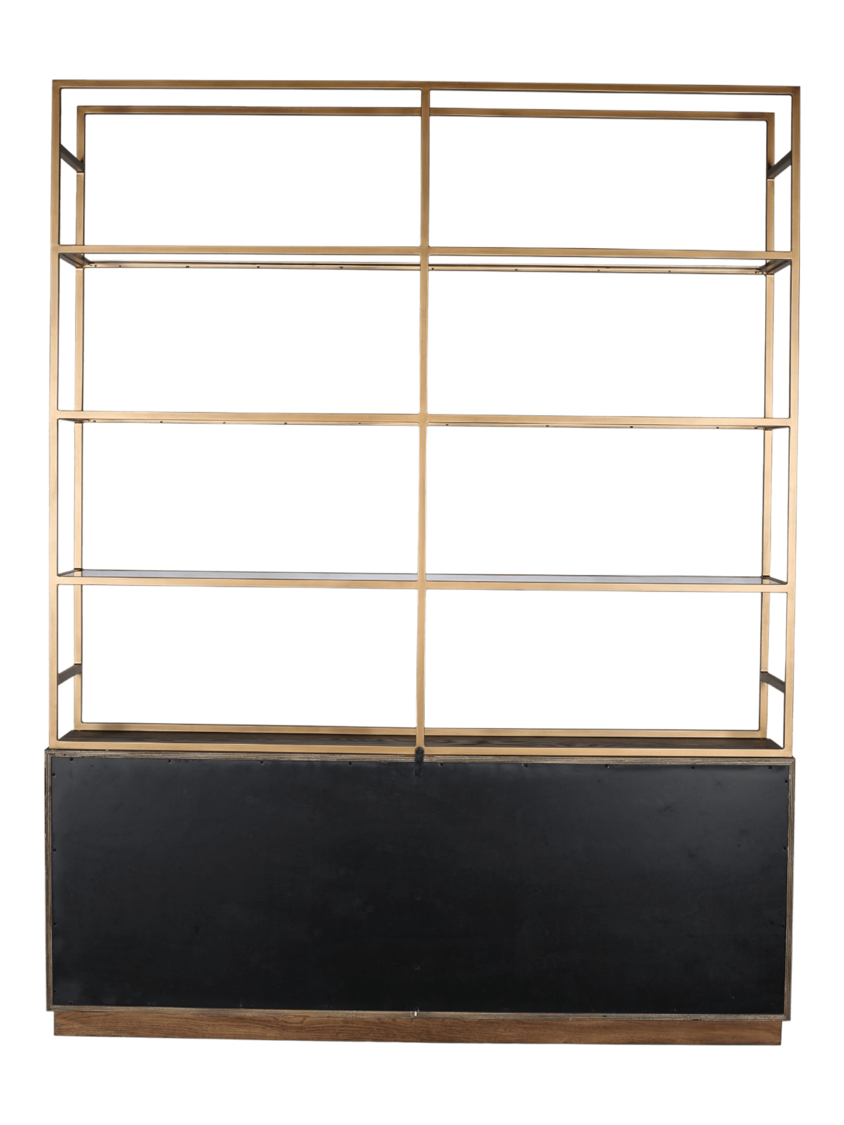 Jorge 4 Door Bookcase Brown / Brass With Glass Shelf