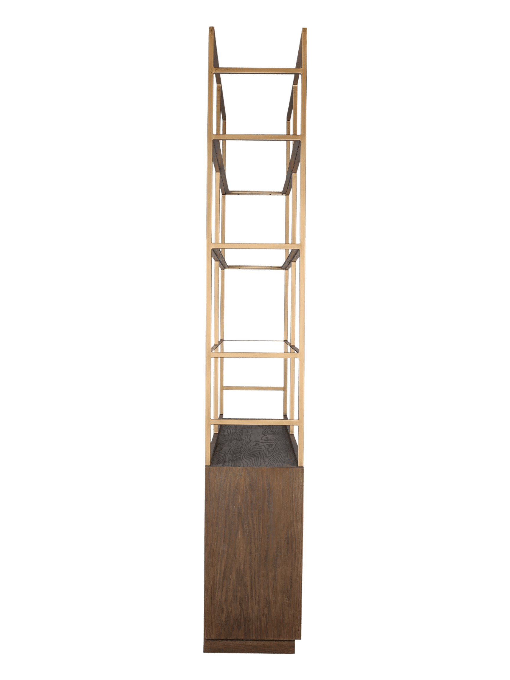 Jorge 4 Door Bookcase Brown / Brass With Glass Shelf