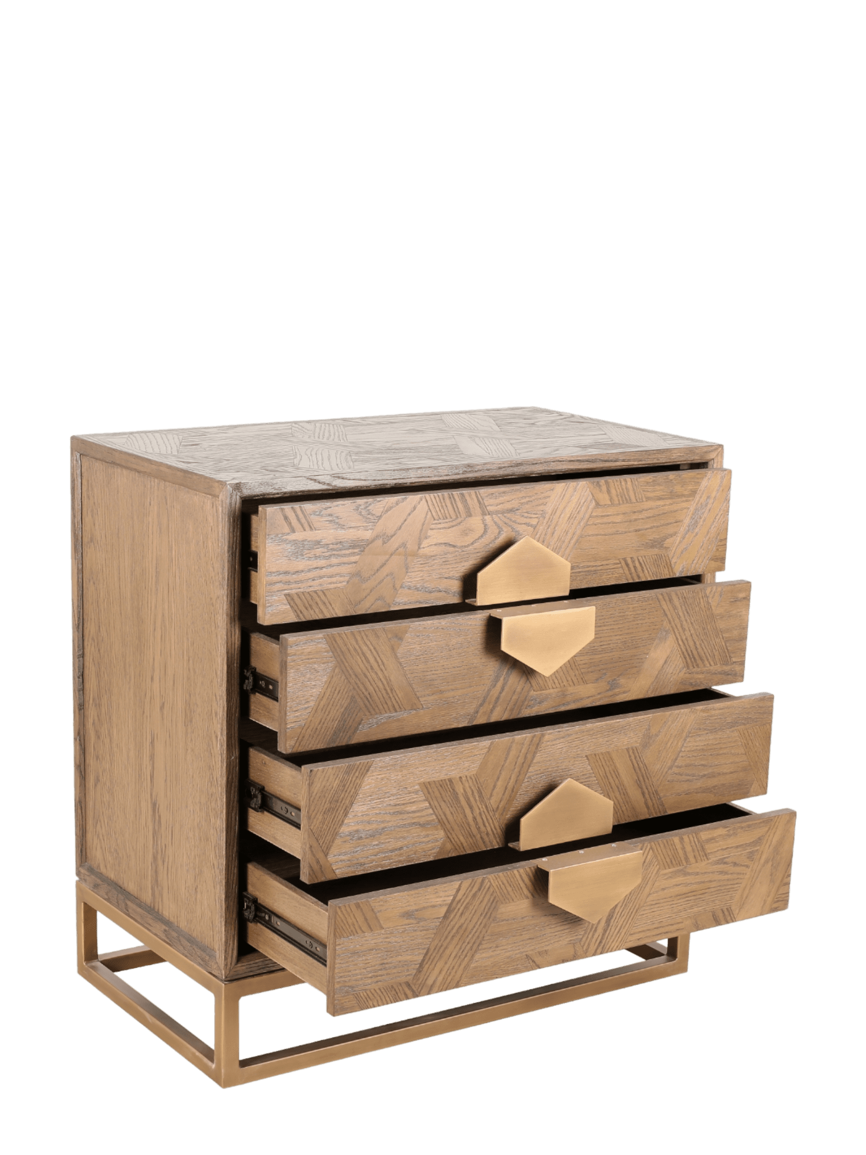 Jorge Low 4 Drawer Chest Brown / Brass