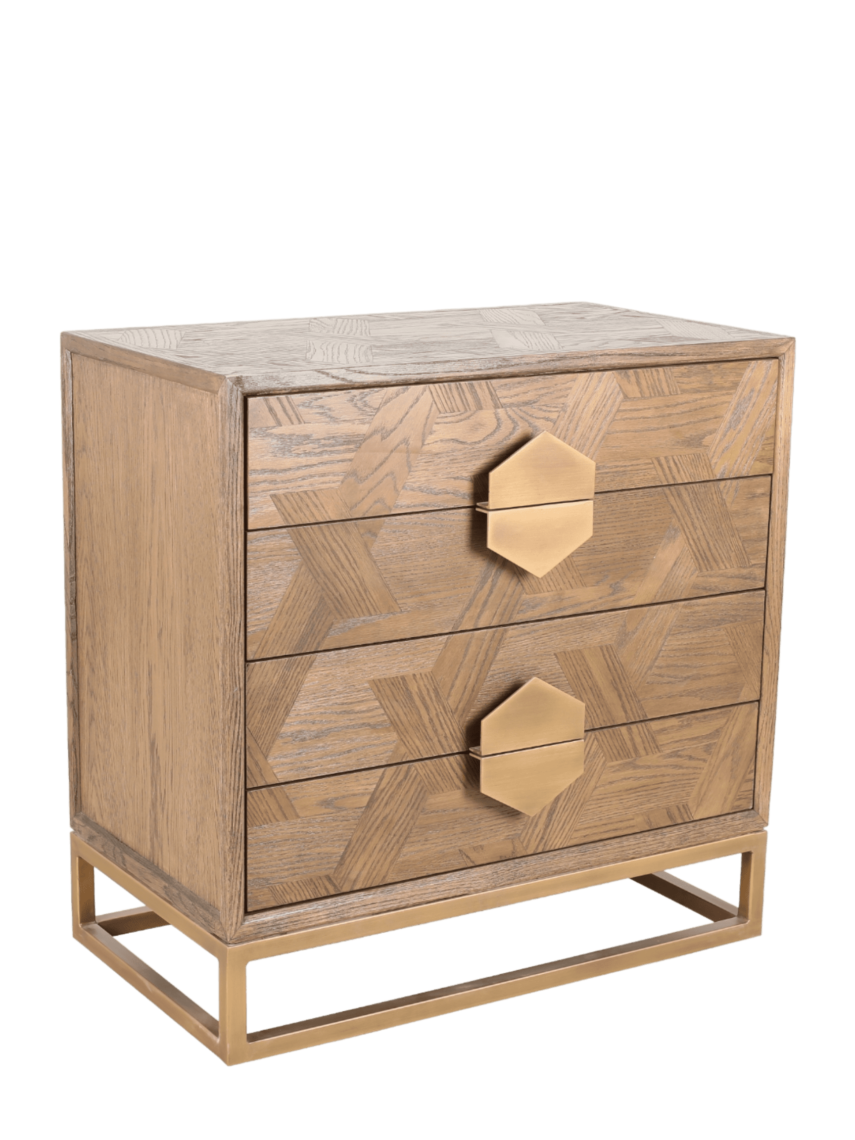 Jorge Low 4 Drawer Chest Brown / Brass