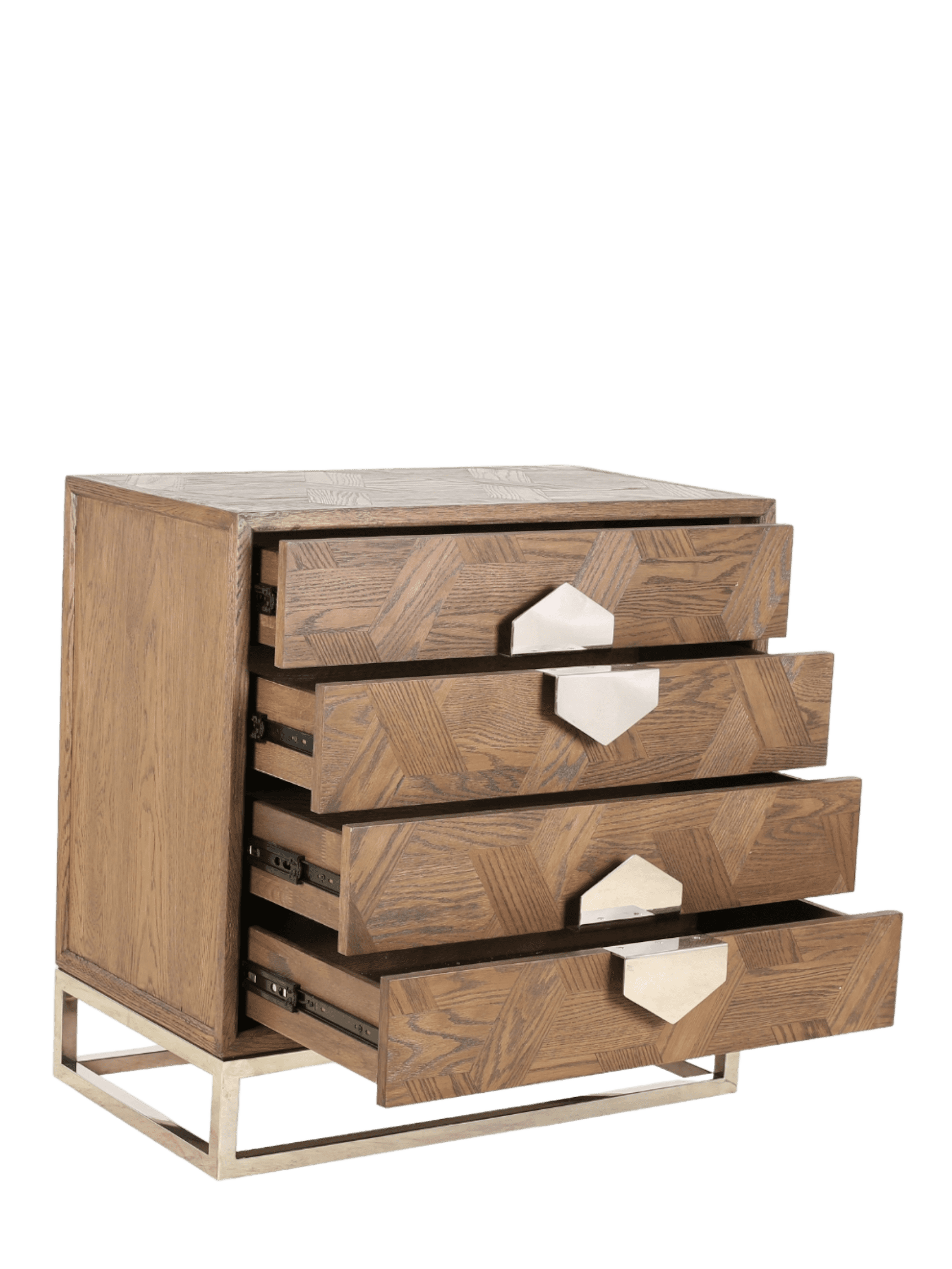 Jorge Low 4 Drawer Chest Brown / Silver