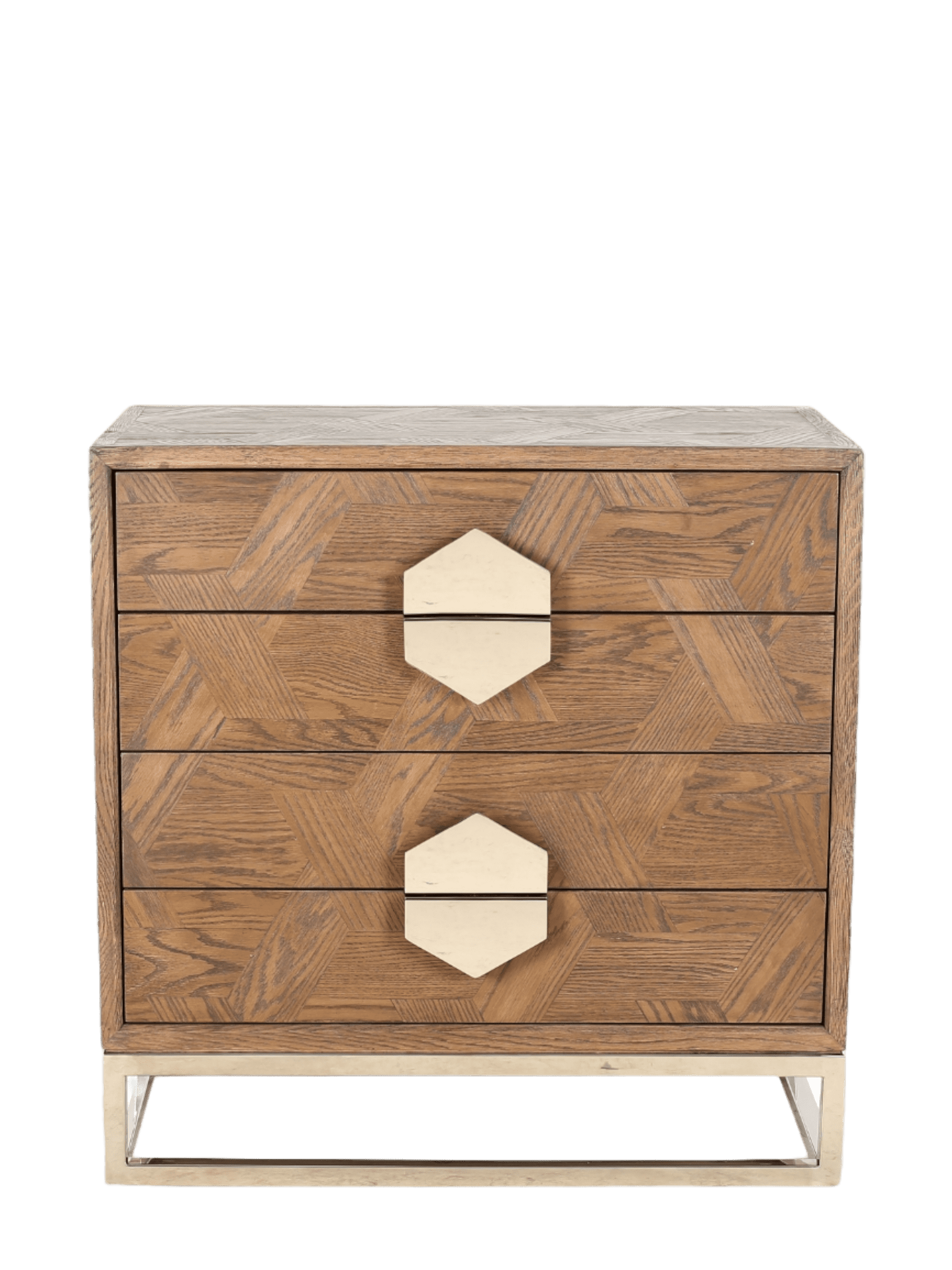 Jorge Low 4 Drawer Chest Brown / Silver