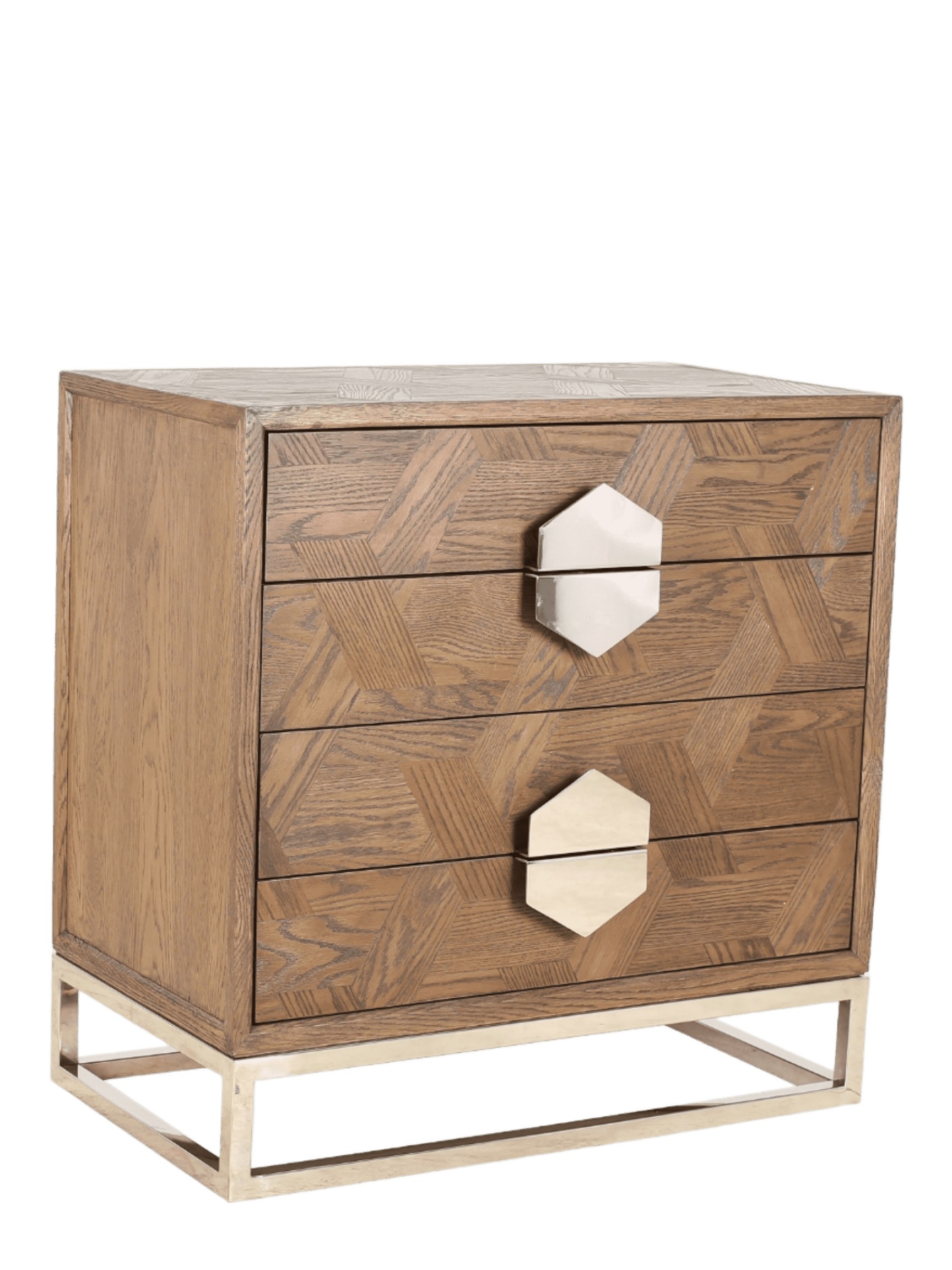 Jorge Low 4 Drawer Chest Brown / Silver