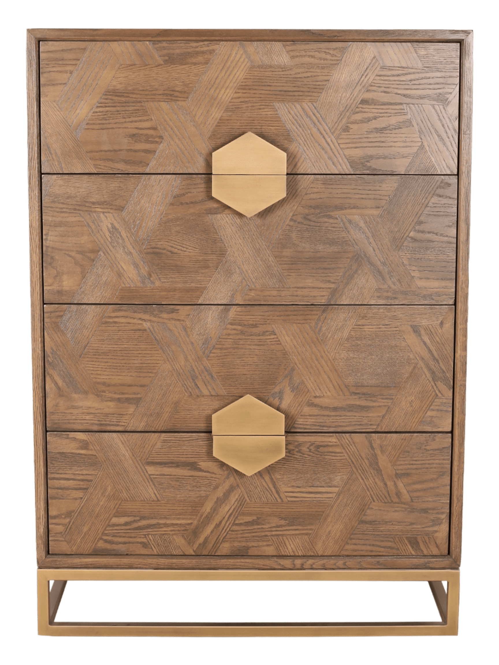 Jorge Tall 4 Drawer Chest Brown / Brass