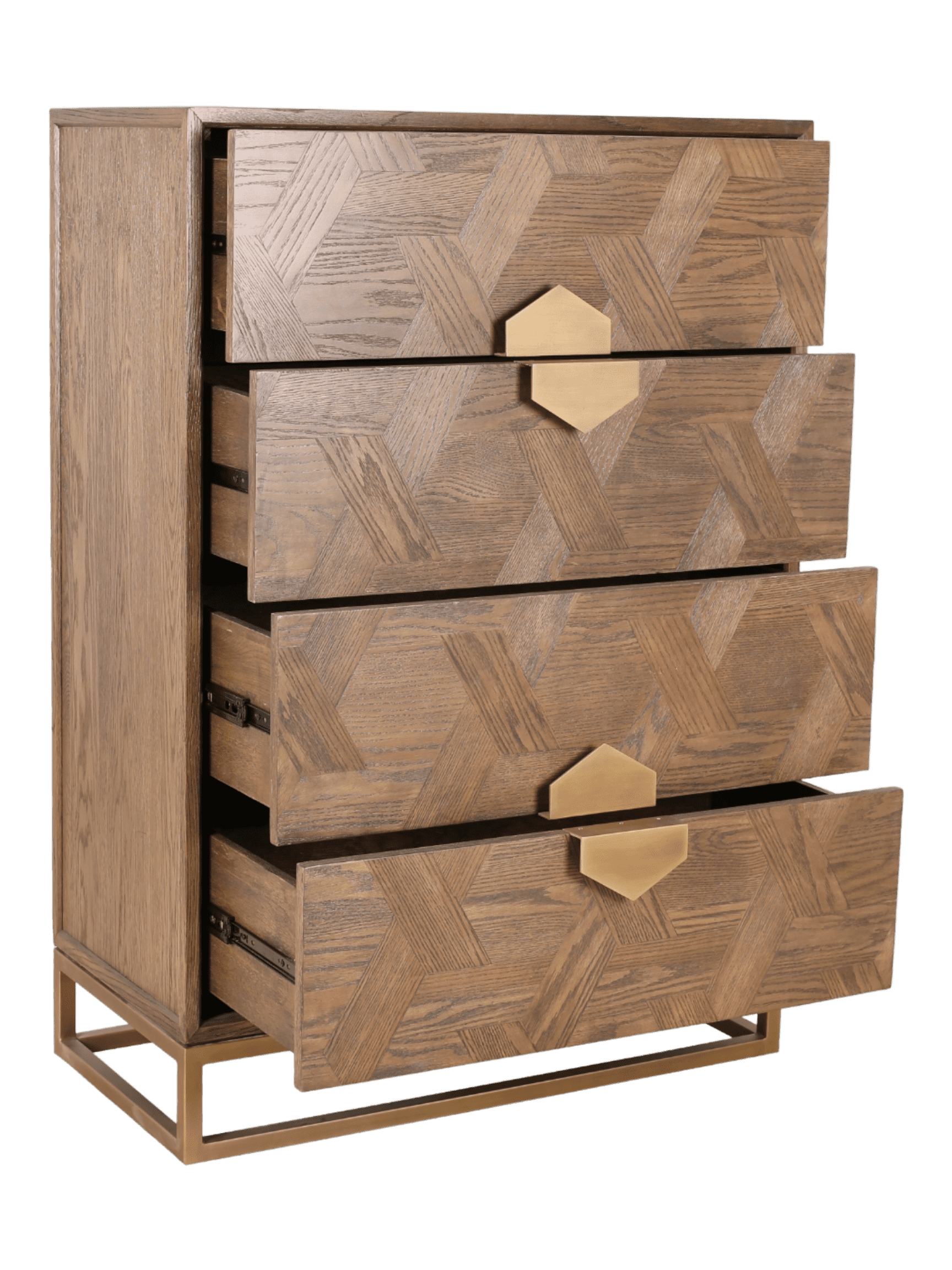 Jorge Tall 4 Drawer Chest Brown / Brass