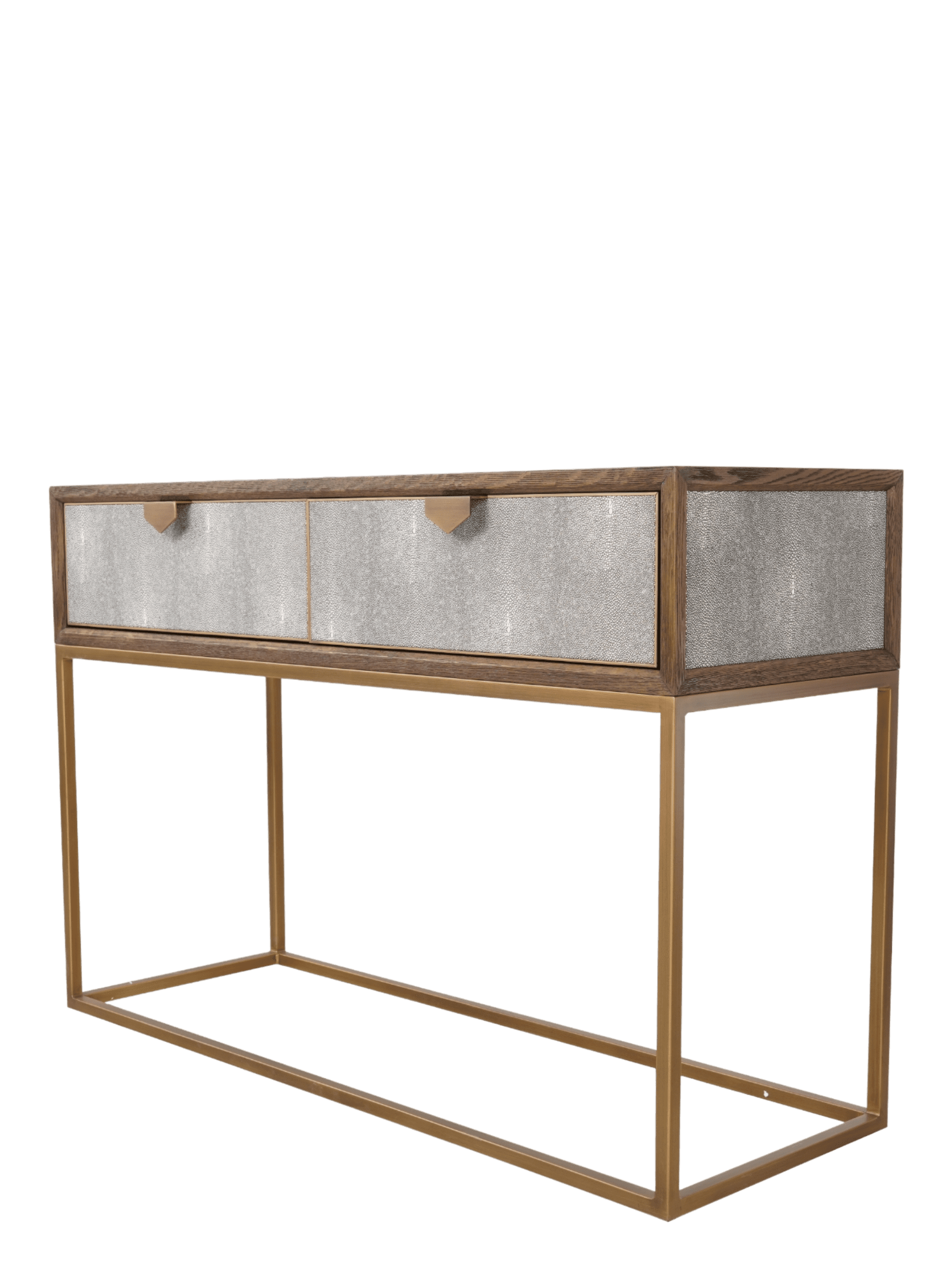 Jorge 2 Drawer Console Table Shagreen / Brown / Brass