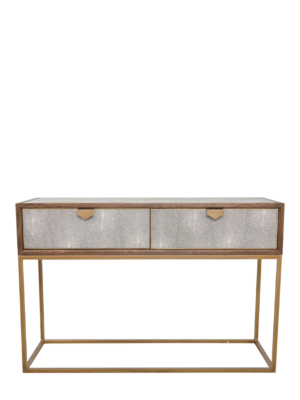 Jorge 2 Drawer Console Table Shagreen / Brown / Brass