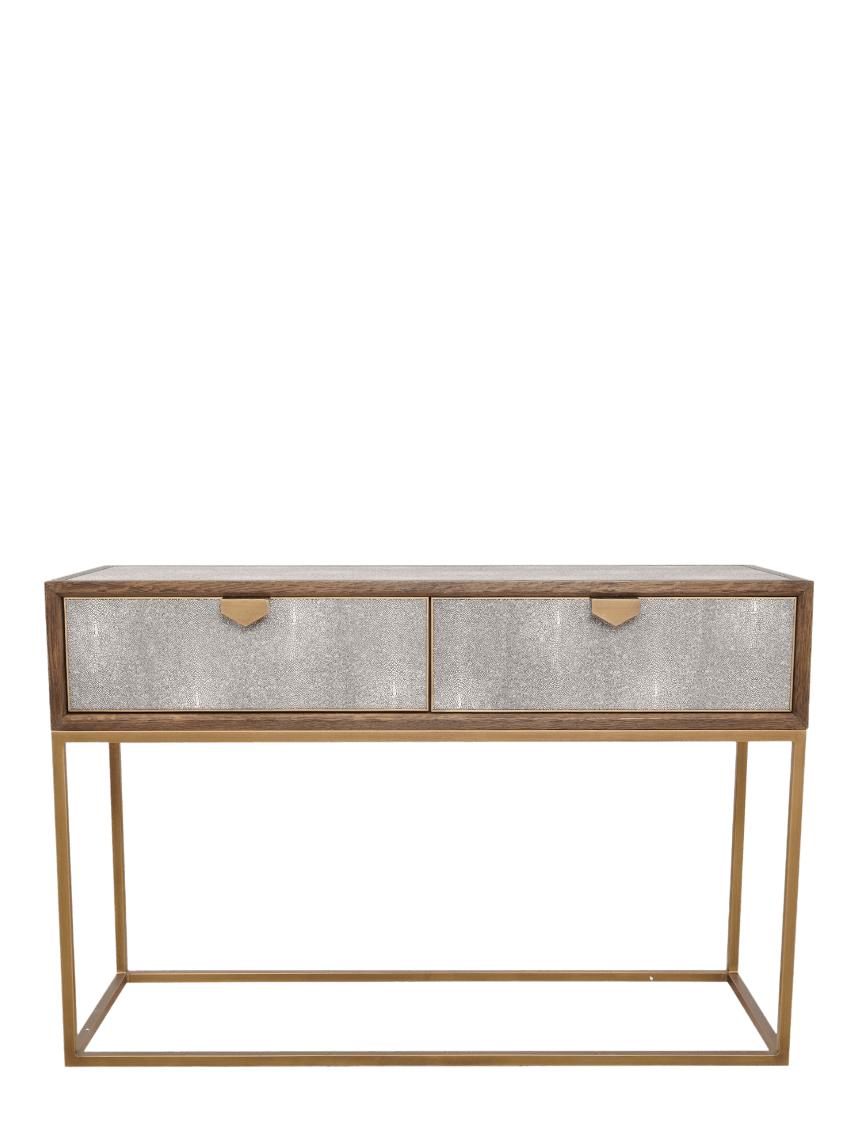 Jorge 2 Drawer Console Table Shagreen / Brown / Brass