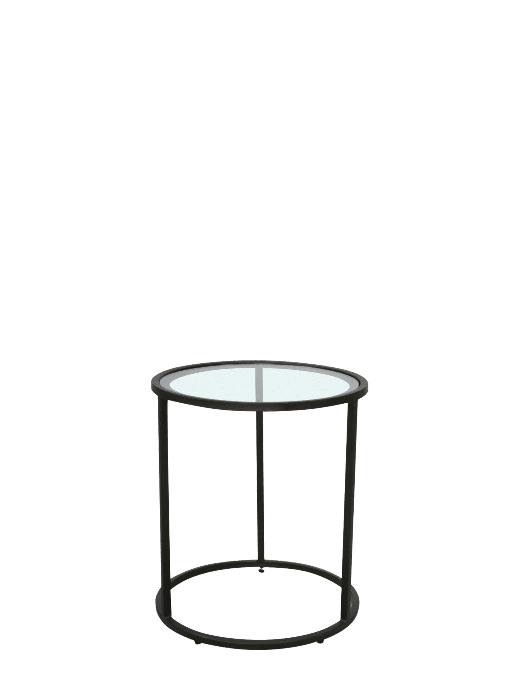 Milan Set of 2 Round Side Table  Glass / Black