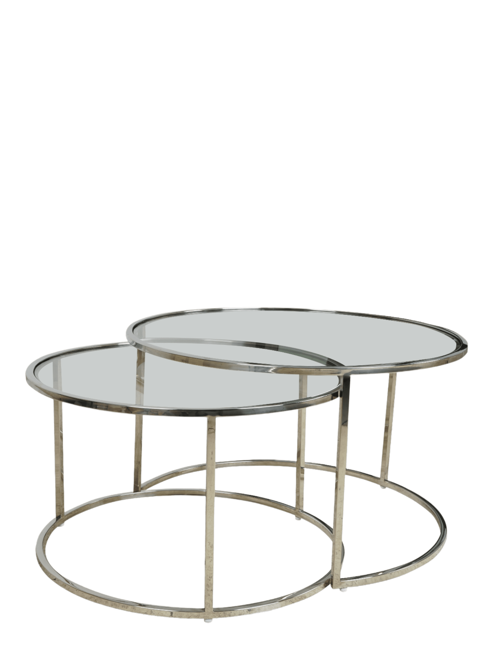 Jorge Set of 2 Round Coffee Table  Glass / Silver