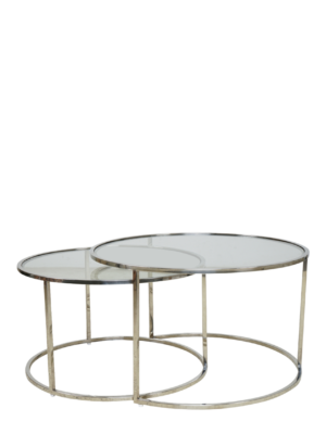 Jorge Set of 2 Round Coffee Table  Glass / Silver