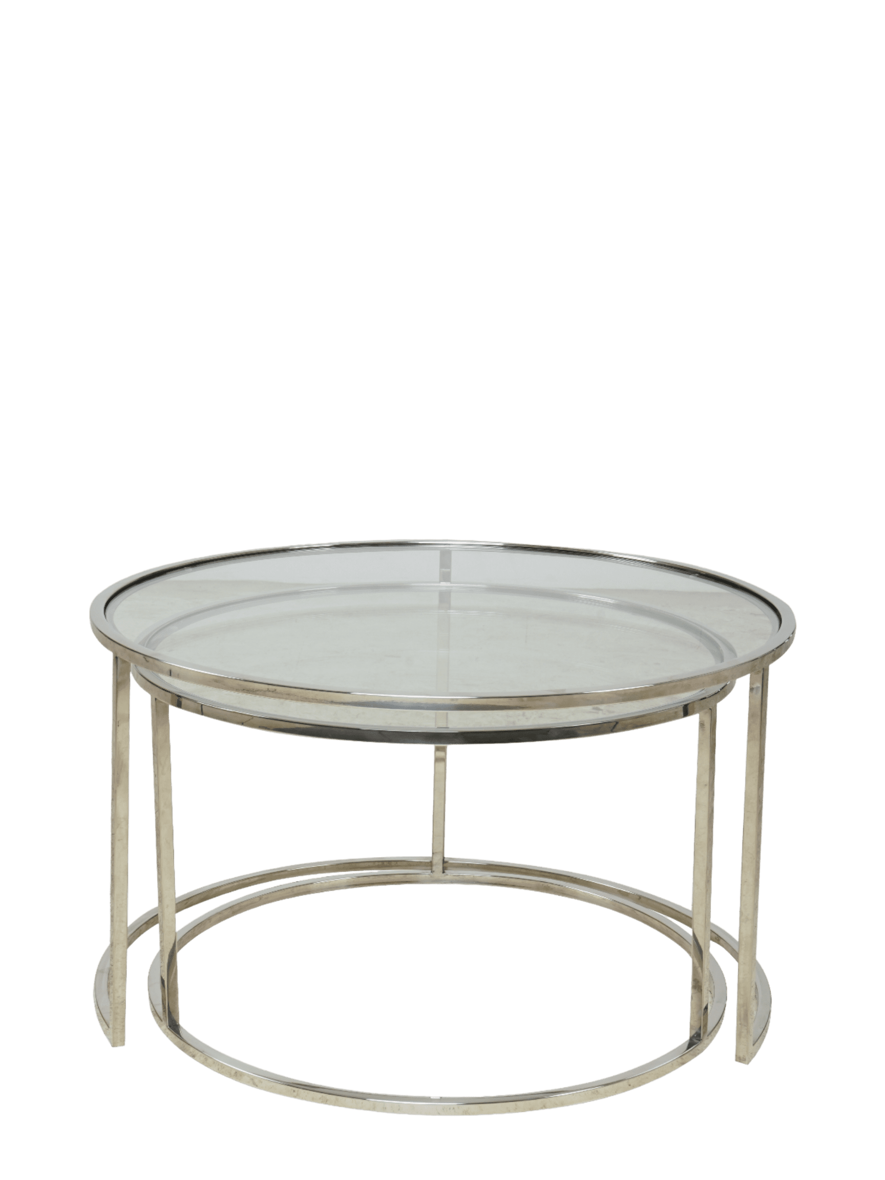 Jorge Set of 2 Round Coffee Table  Glass / Silver