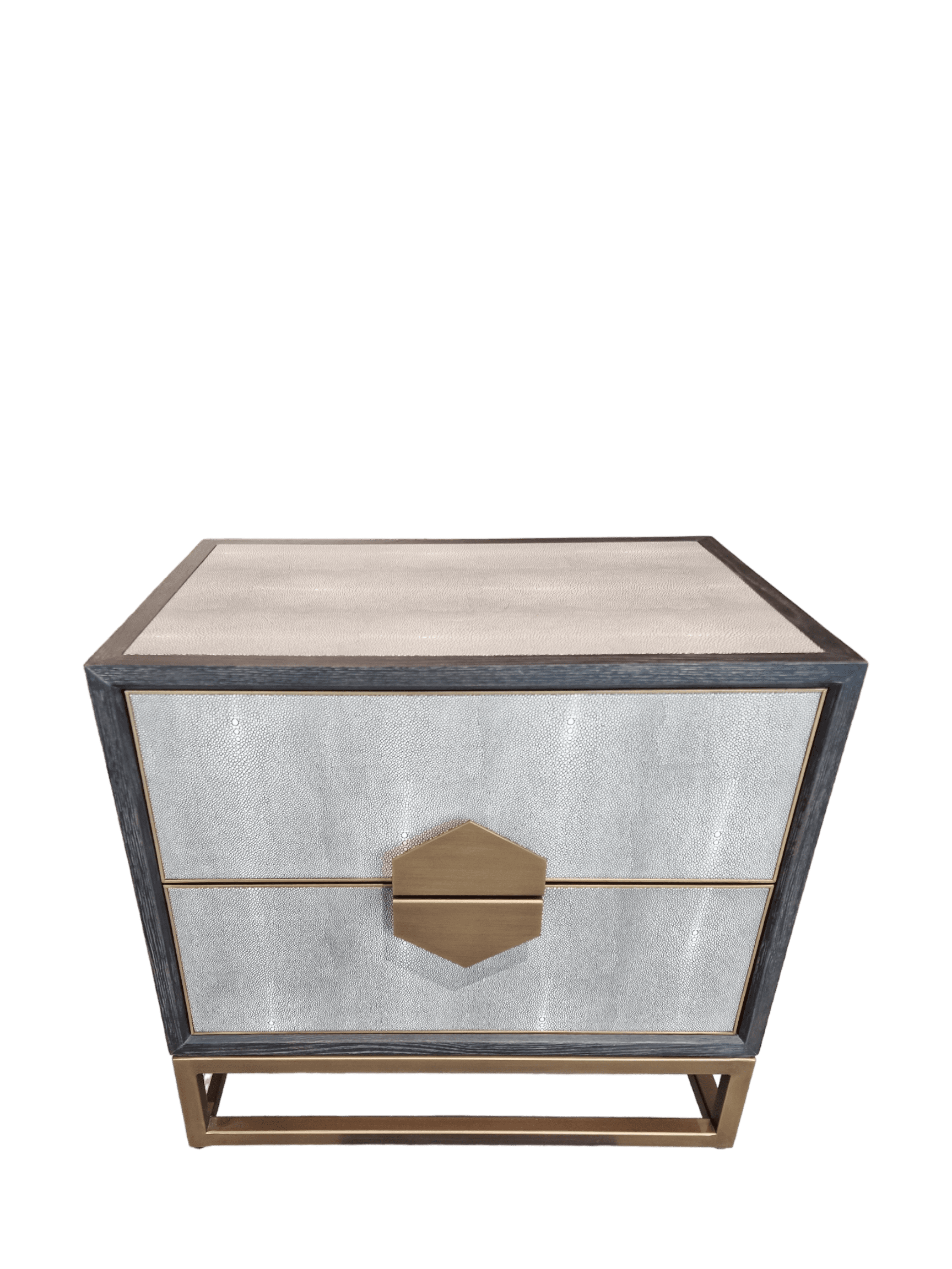 Jorge 2 Drawer Side Table Shagreen / Black / Brass