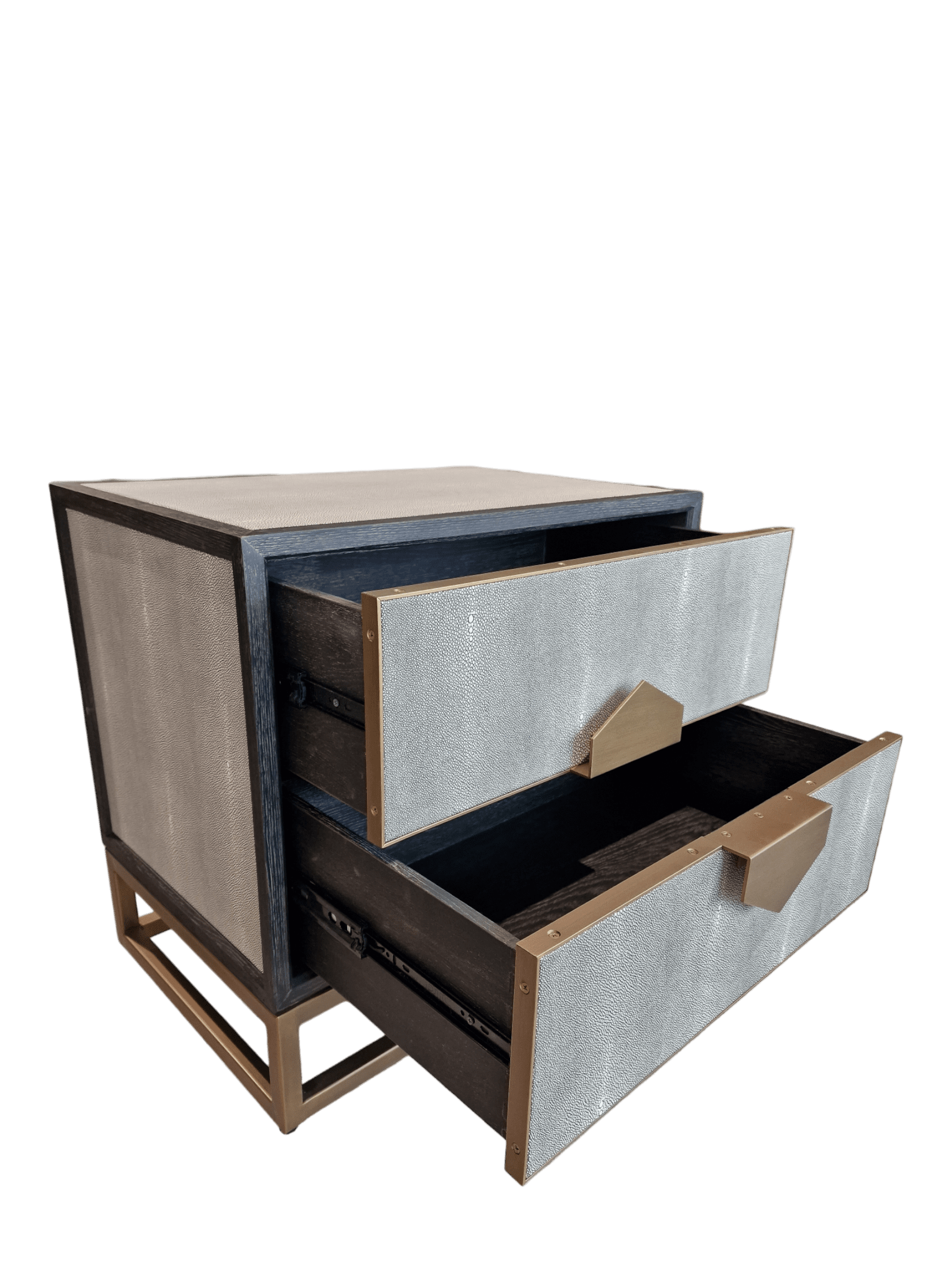 Jorge 2 Drawer Side Table Shagreen / Black / Brass