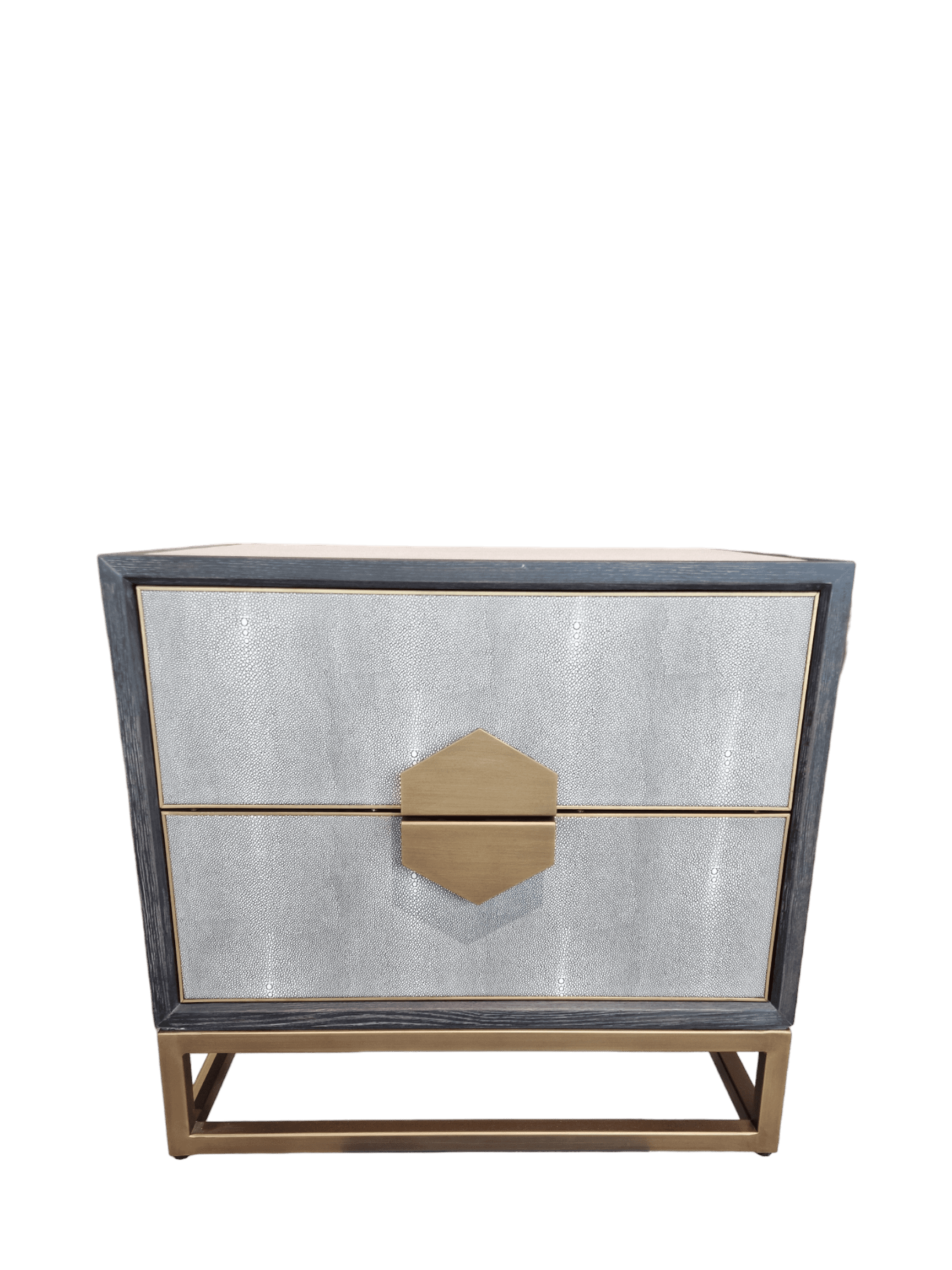 Jorge 2 Drawer Side Table Shagreen / Black / Brass
