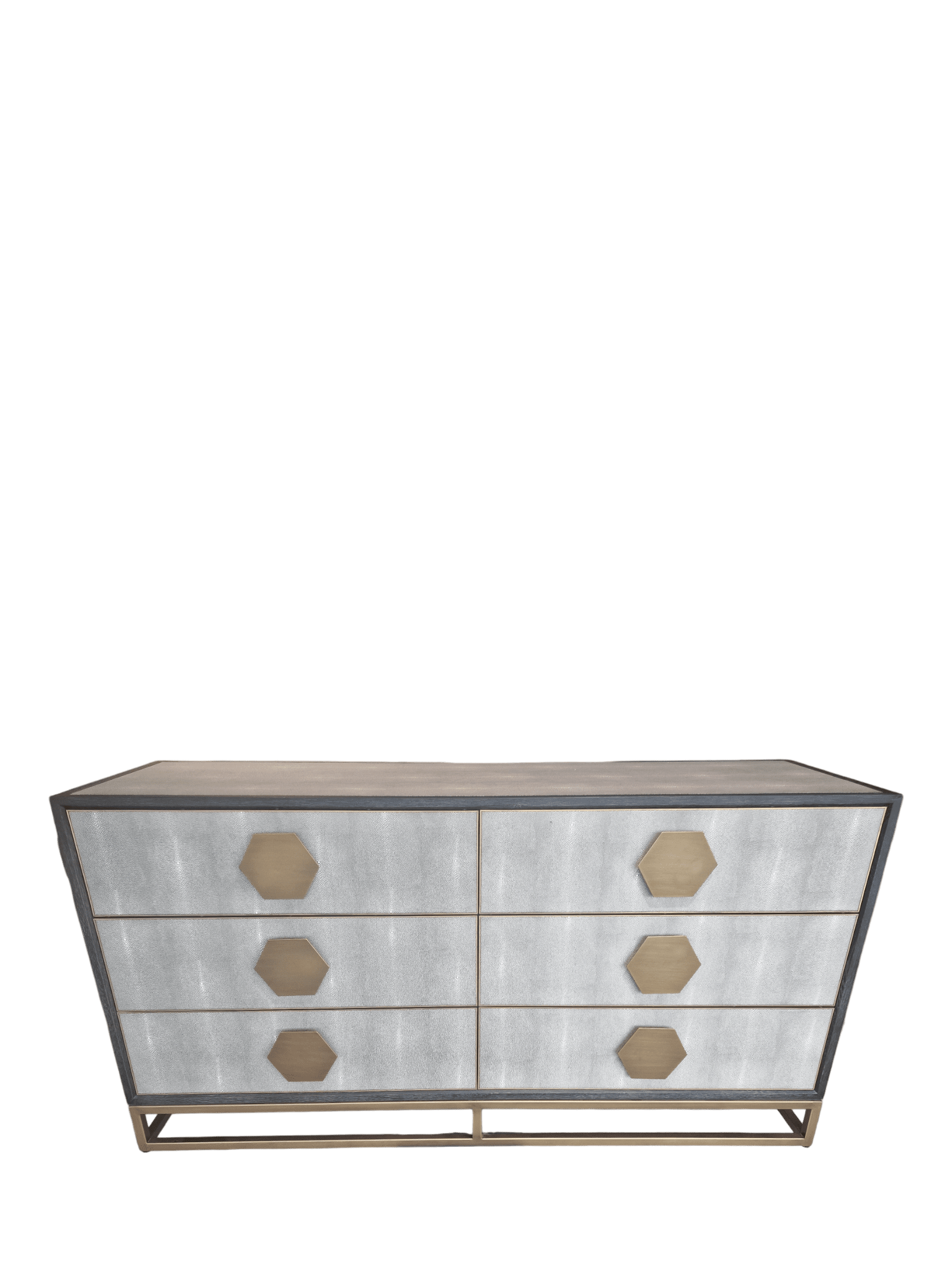 Jorge 6 Drawer Chest Shagreen / Black / Brass