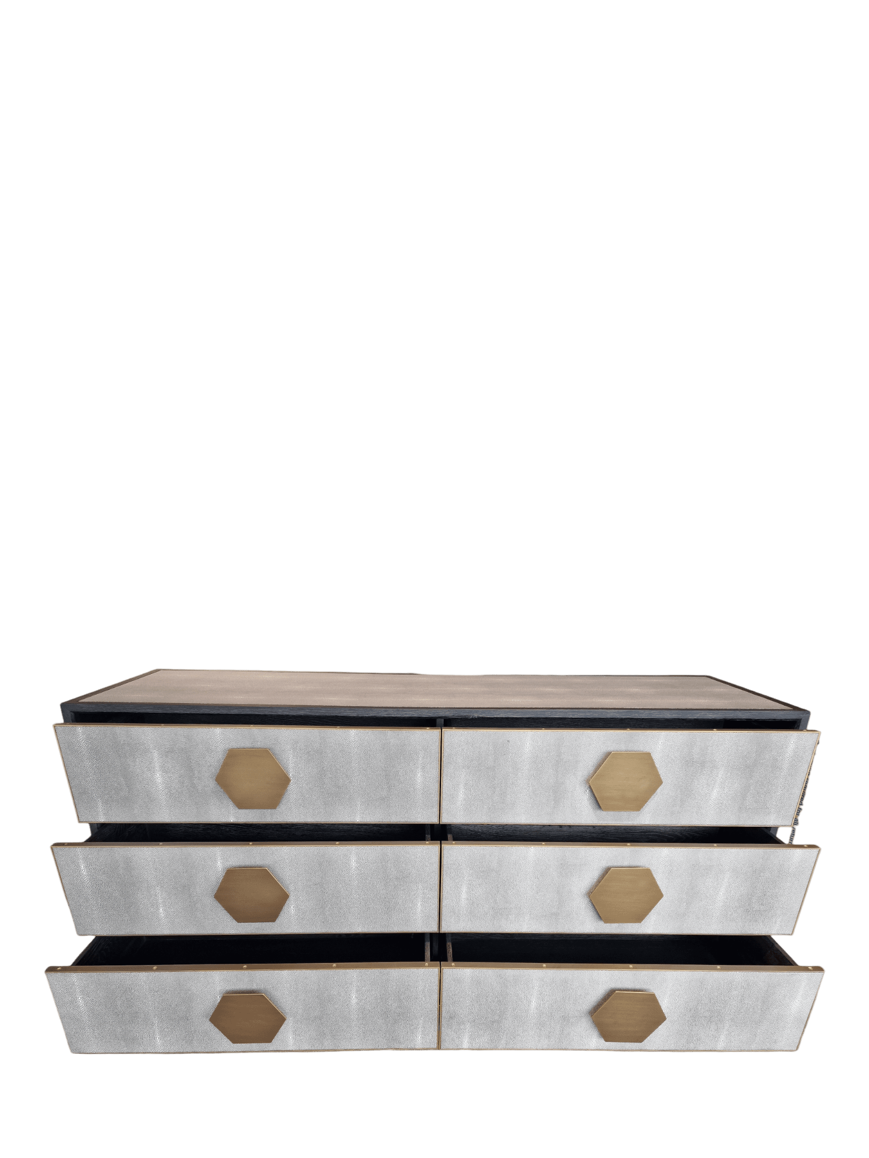 Jorge 6 Drawer Chest Shagreen / Black / Brass