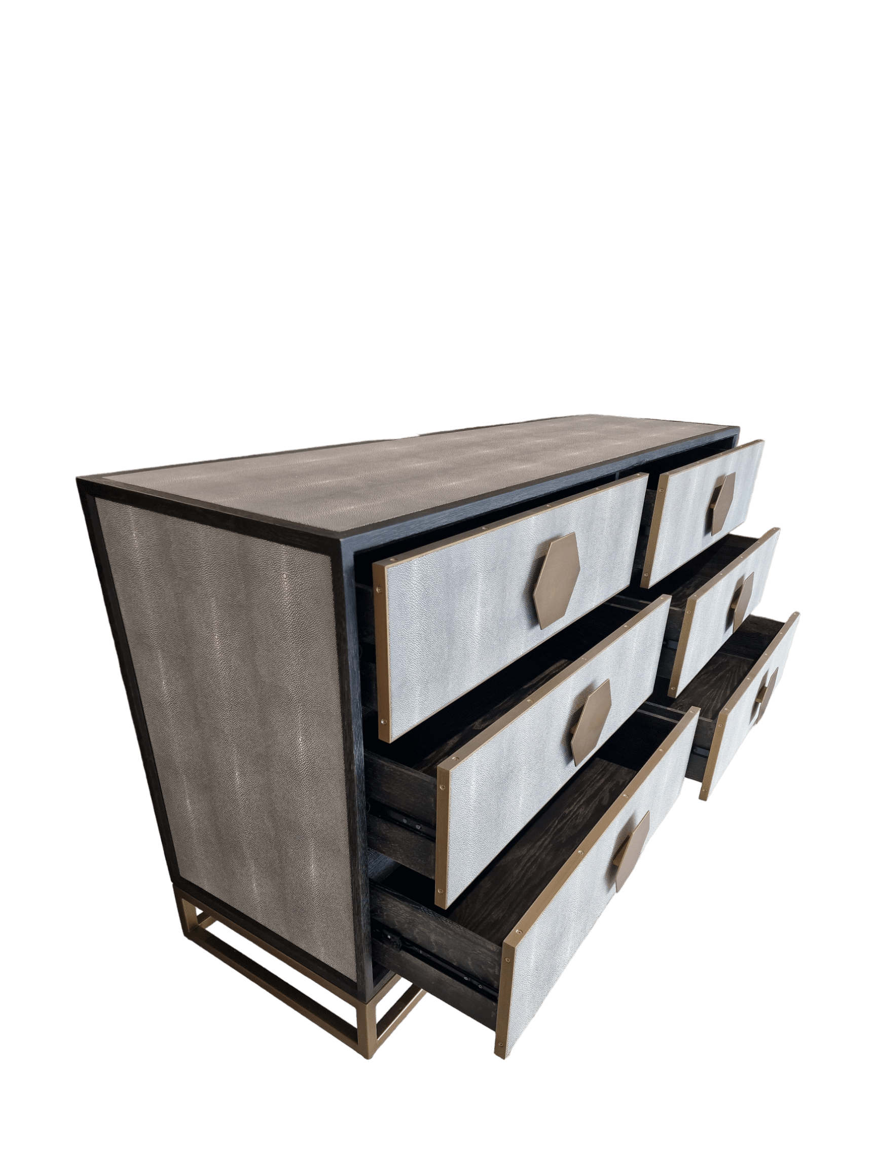 Jorge 6 Drawer Chest Shagreen / Black / Brass