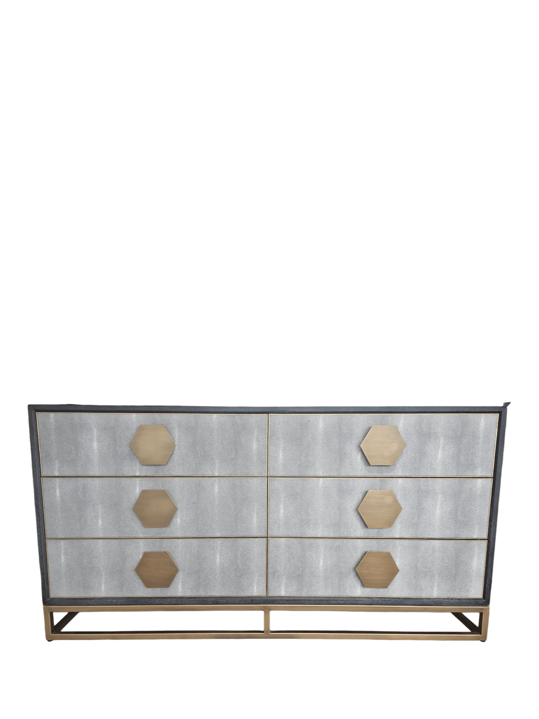 Jorge 6 Drawer Chest Shagreen / Black / Brass