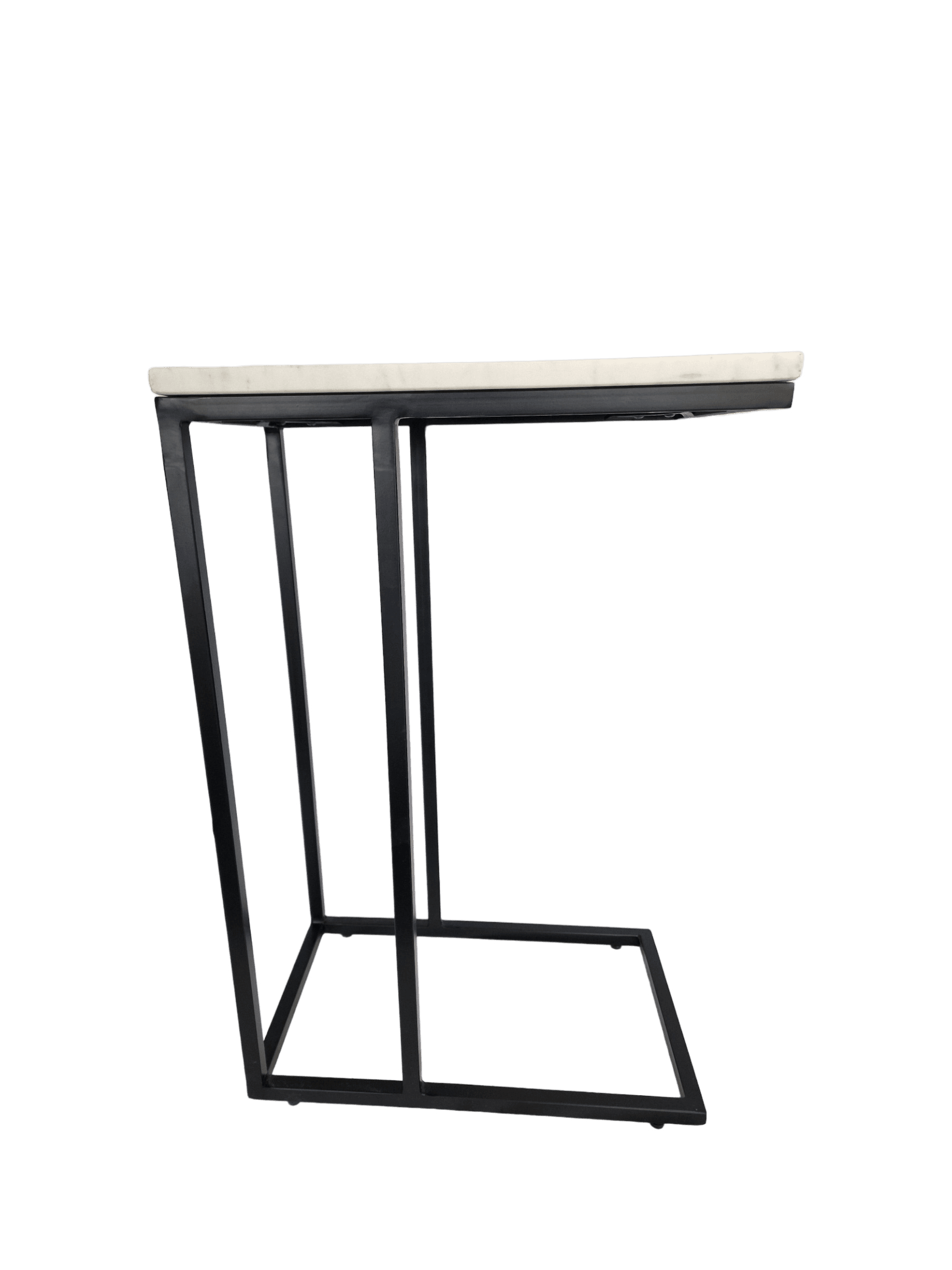 Logan Sofa Table, Black Leg With White Marble Top