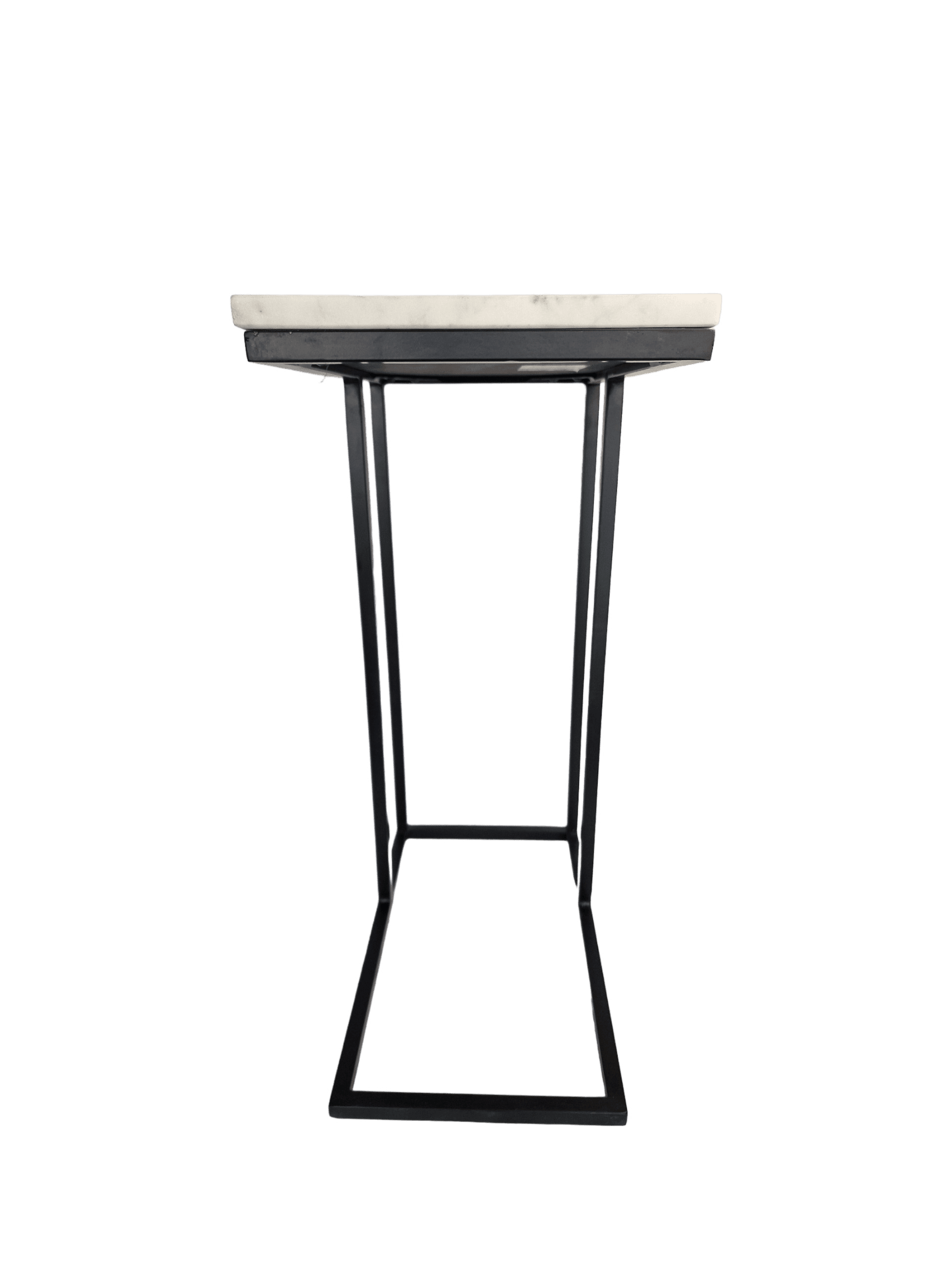 Logan Sofa Table, Black Leg With White Marble Top