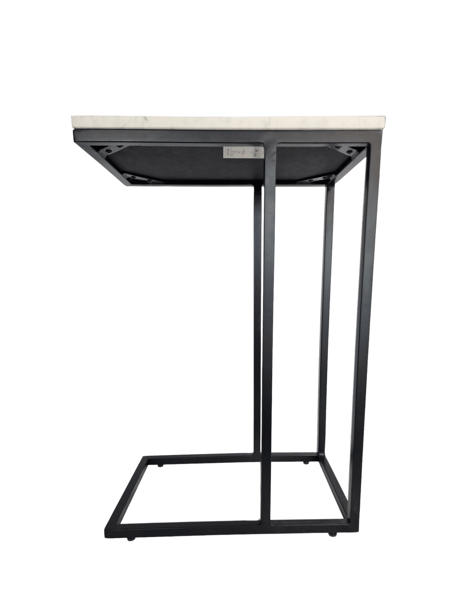 Logan Sofa Table, Black Leg With White Marble Top