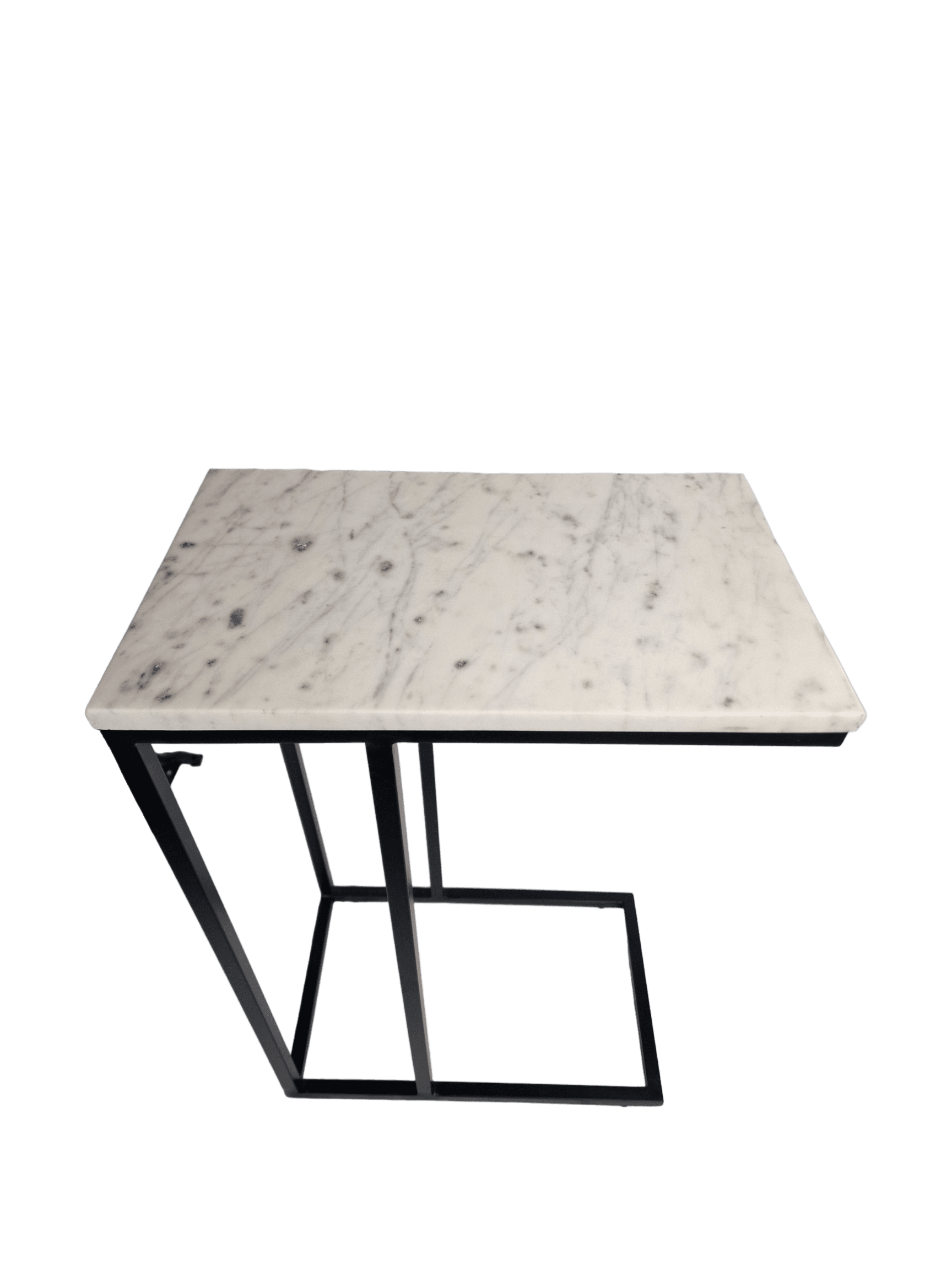 Logan Sofa Table, Black Leg With White Marble Top