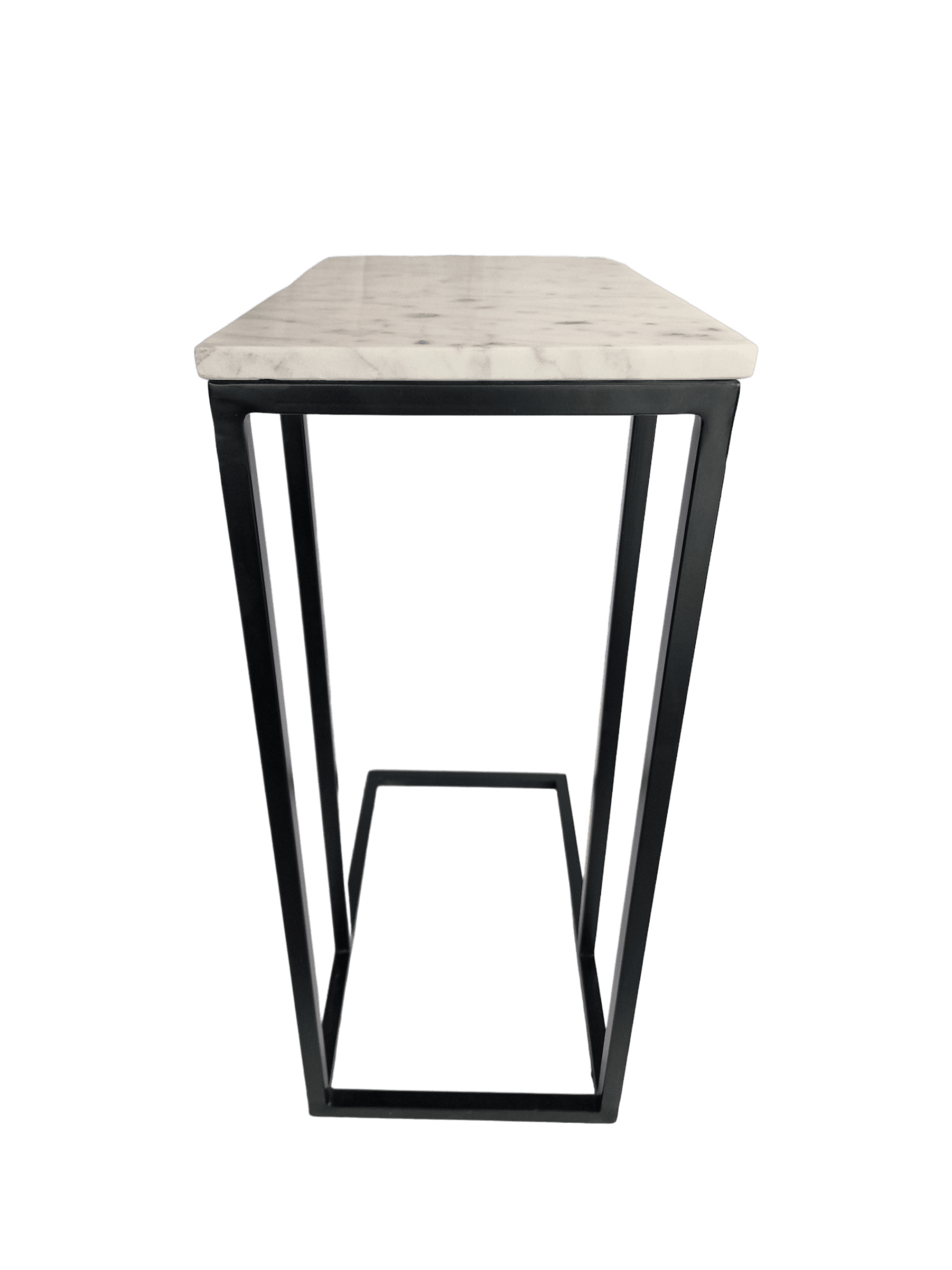 Logan Sofa Table, Black Leg With White Marble Top