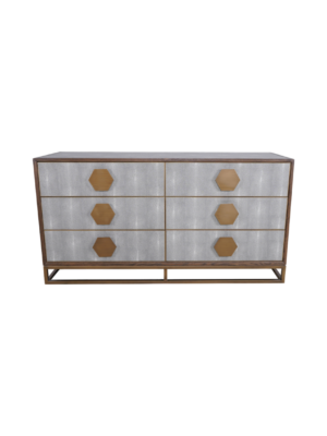 Jorge 6 Drawer Chest Shagreen / Brown / Brass