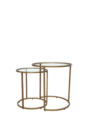 Jorge Set of 2 Round Side Table  Glass / Brass
