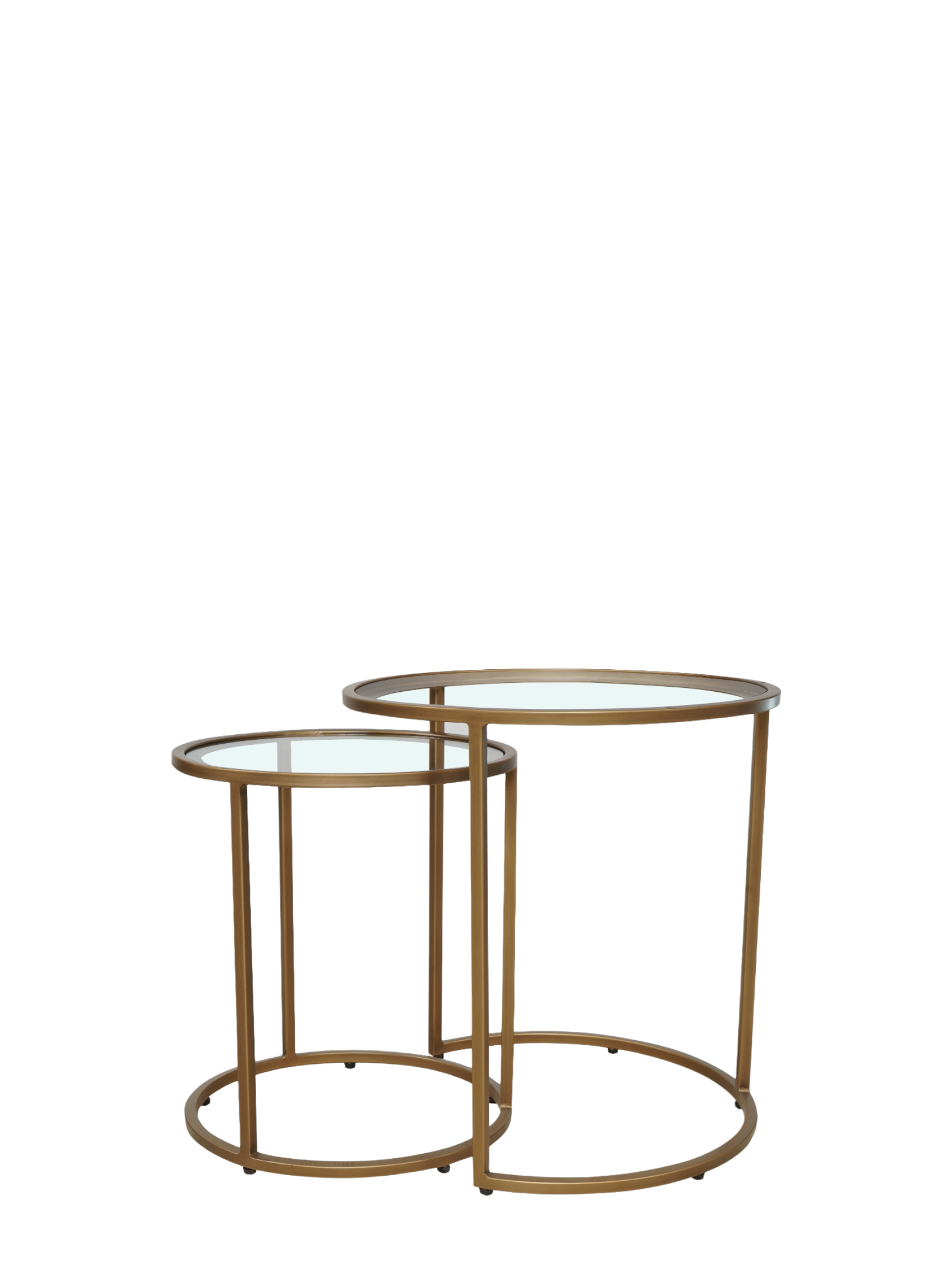 Jorge Set of 2 Round Side Table  Glass / Brass