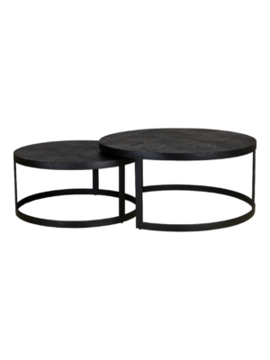 Milan Set of 2 Round Coffee Table Black / Black
