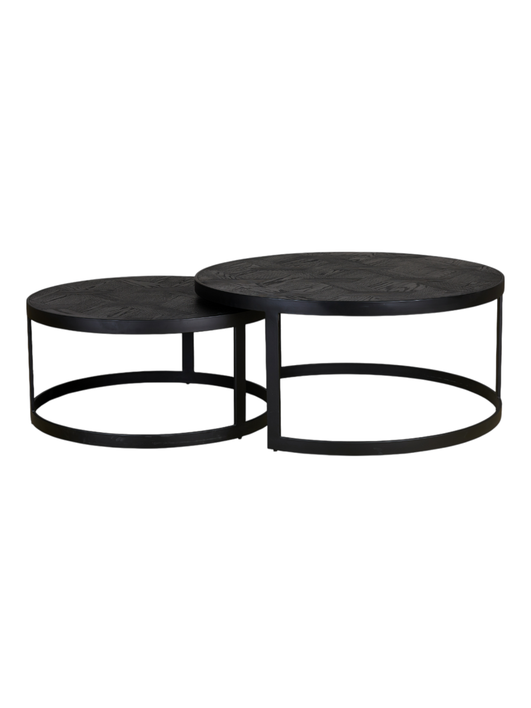 Milan Set of 2 Round Coffee Table Black / Black
