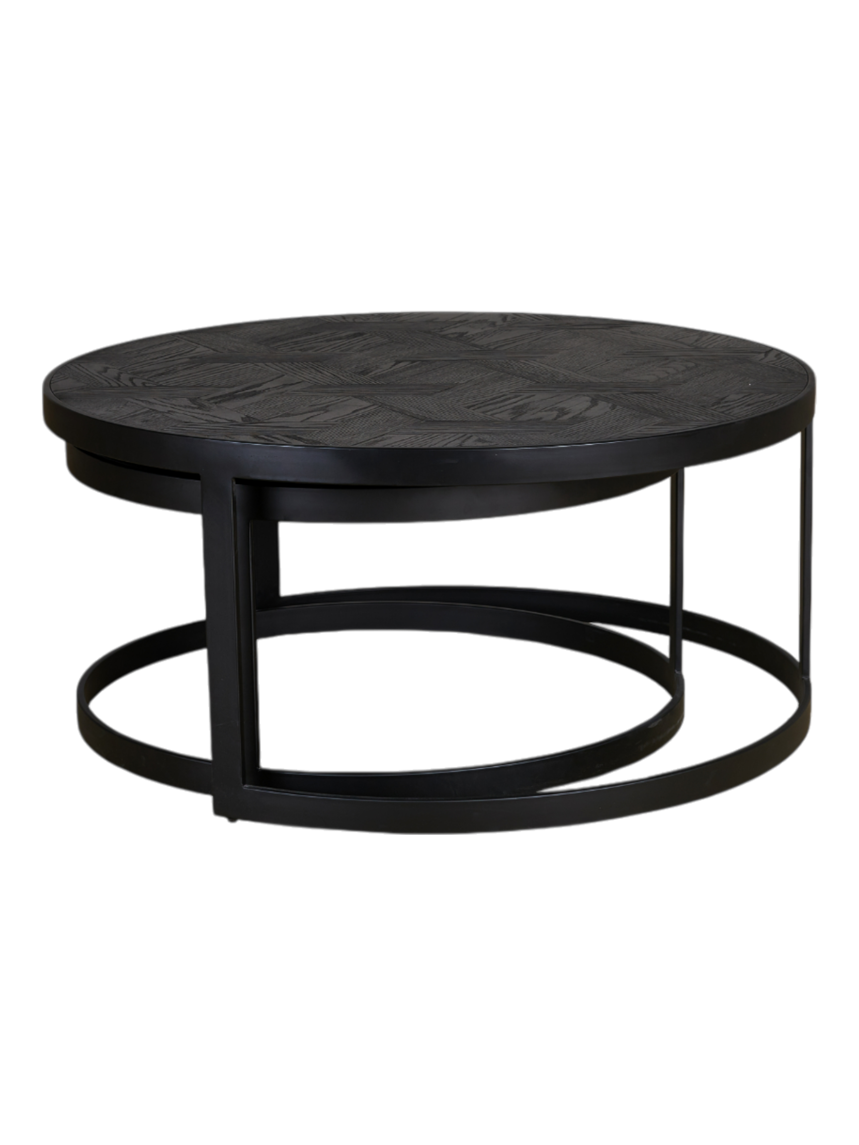 Milan Set of 2 Round Coffee Table Black / Black
