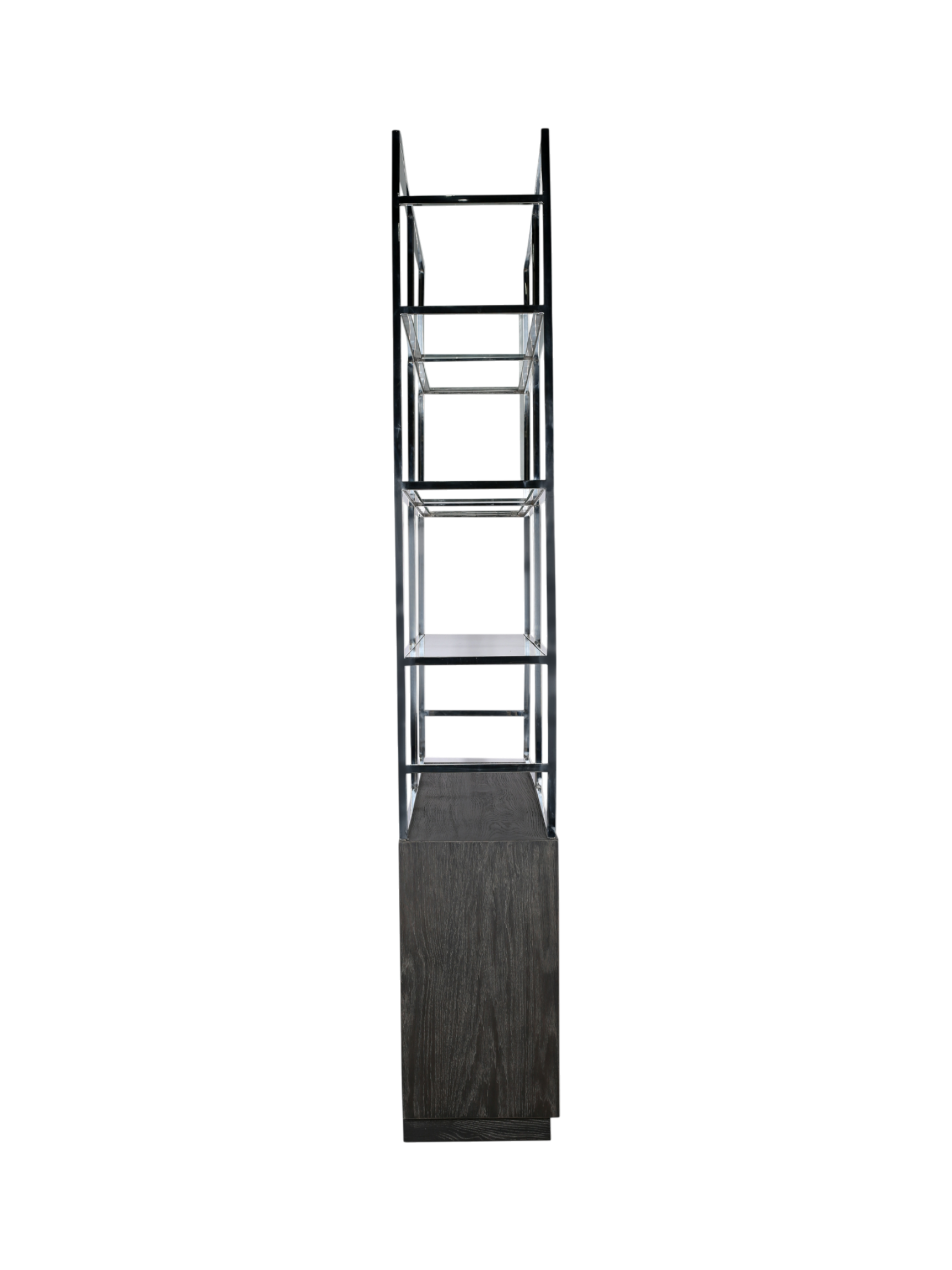 Jorge 4 Door Bookcase Black / Silver With Glass Shelf