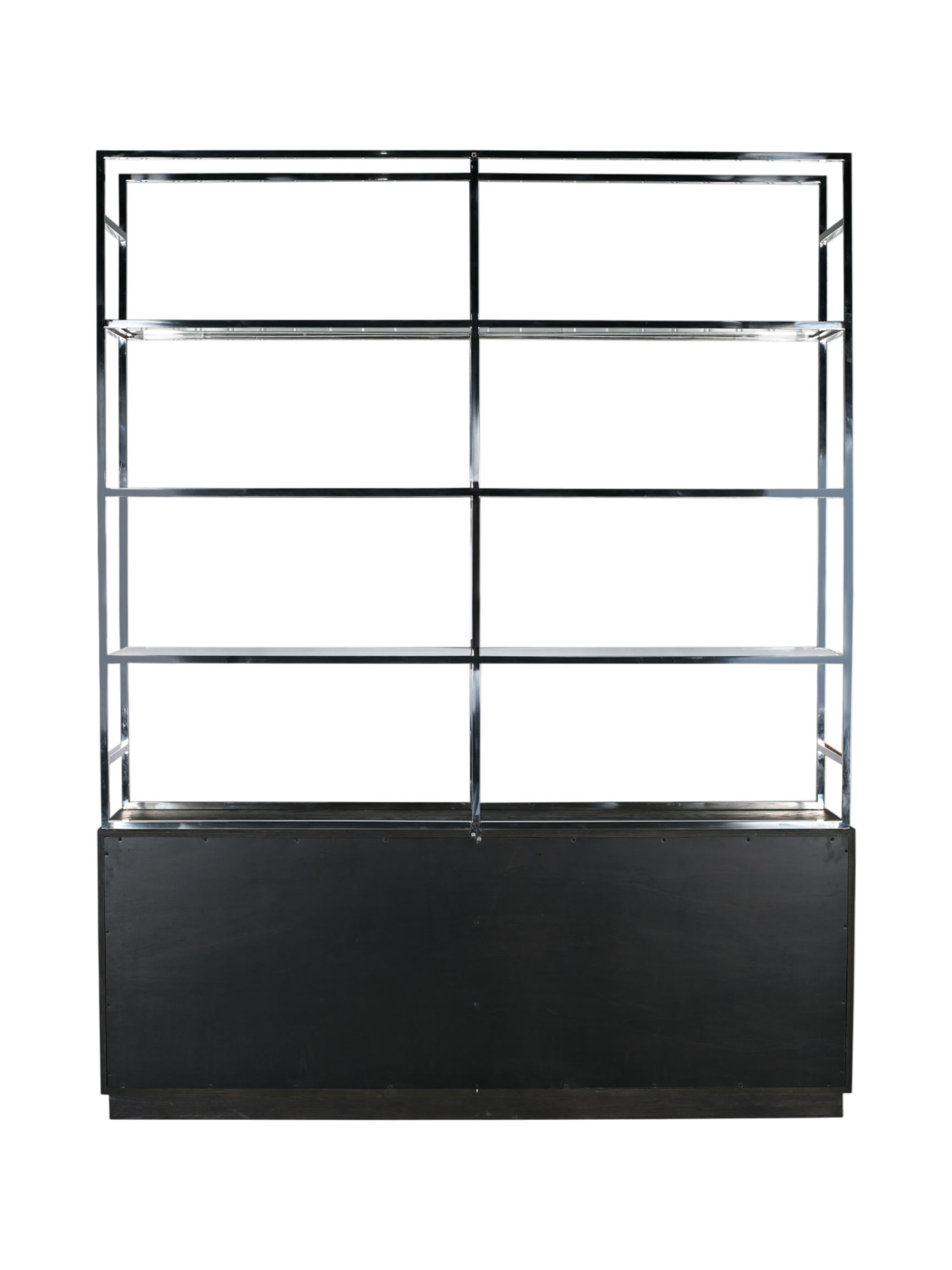 Jorge 4 Door Bookcase Black / Silver With Glass Shelf