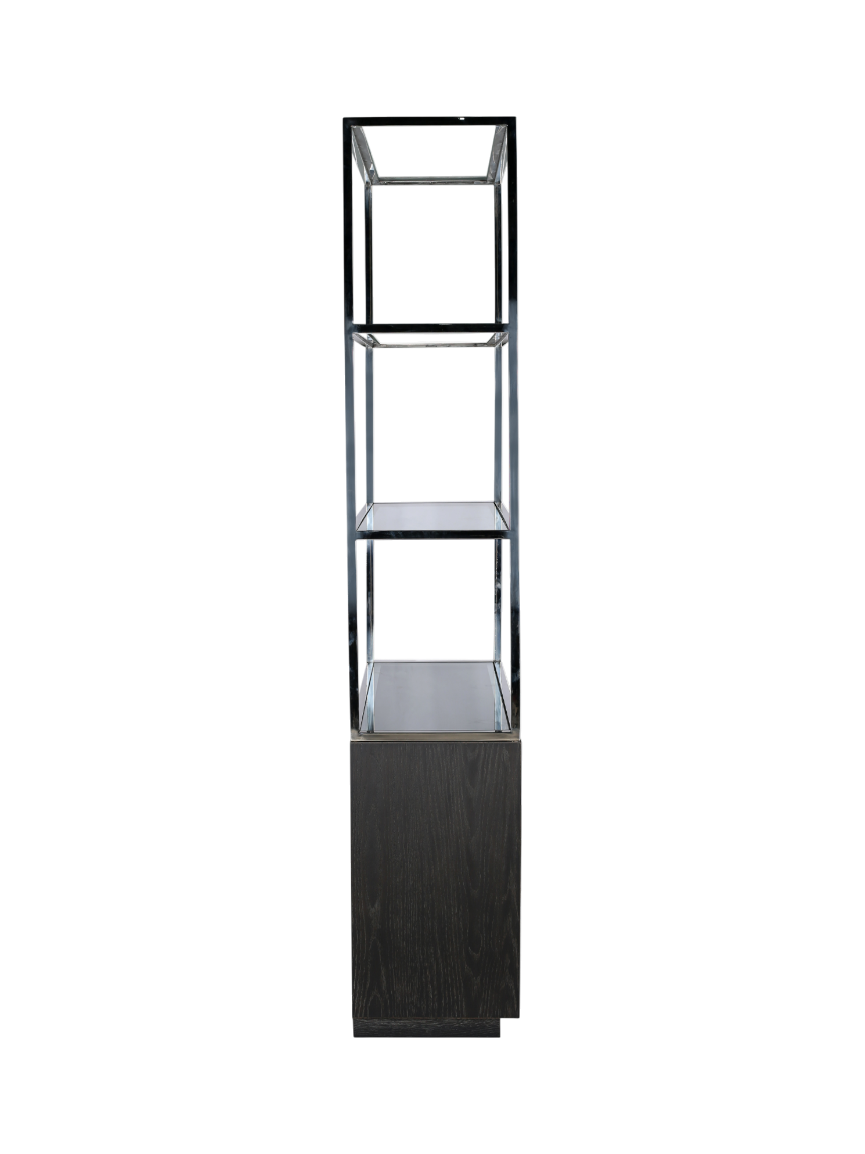 Jorge 2 Door Bookcase Black / Silver With Glass Shelf - Straight Shelf Layout