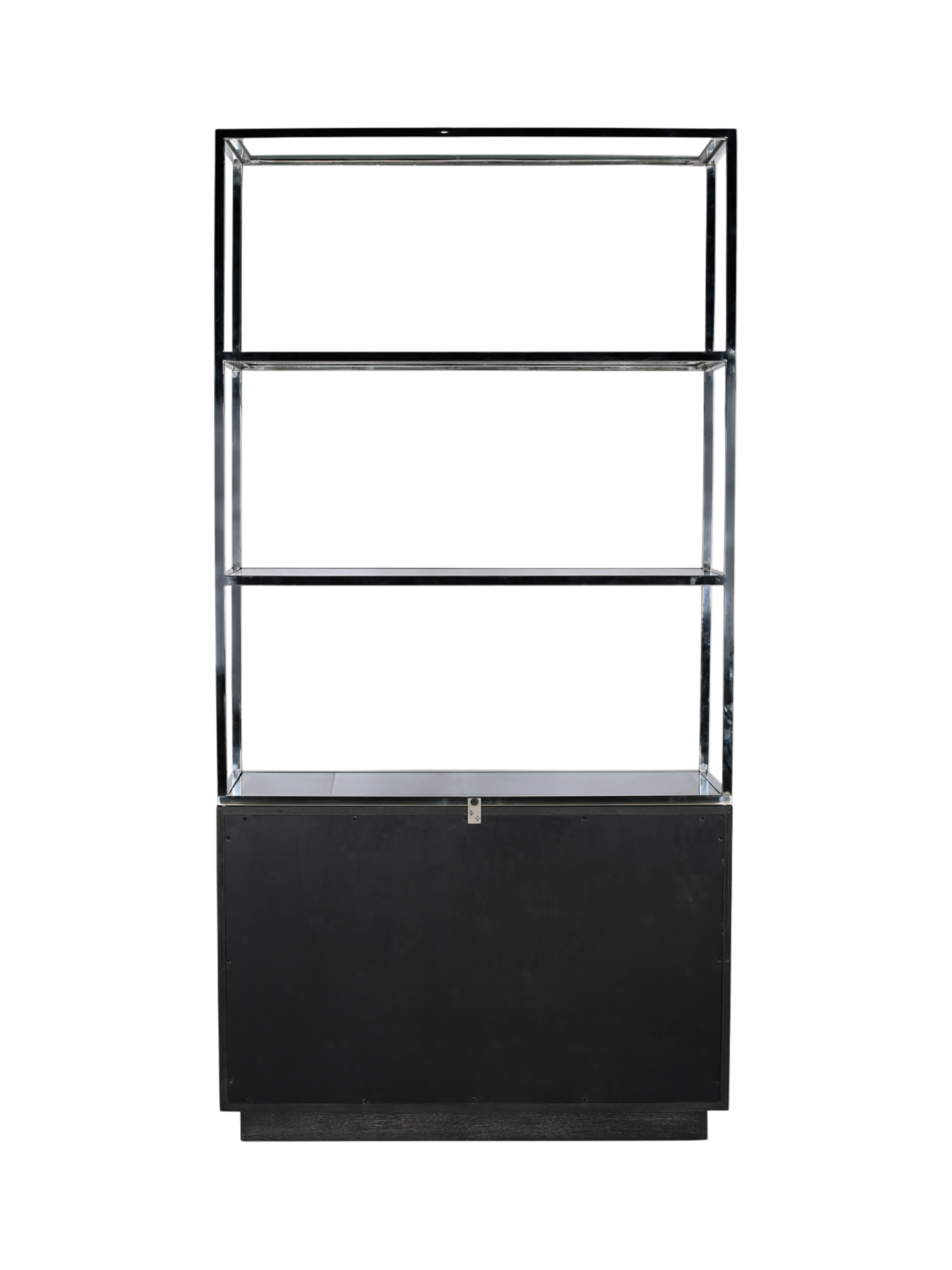 Jorge 2 Door Bookcase Black / Silver With Glass Shelf - Straight Shelf Layout