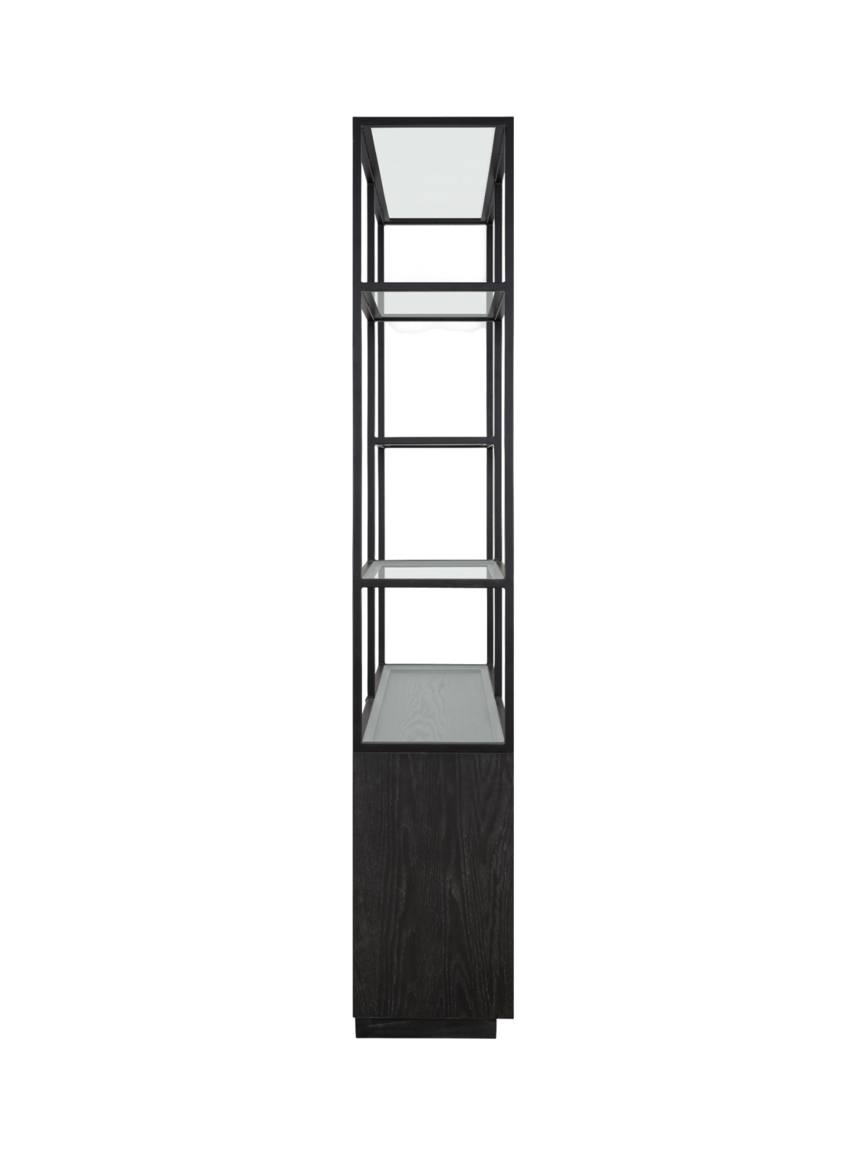 Jorge 2 Door Bookcase Black / Black With Glass Shelf