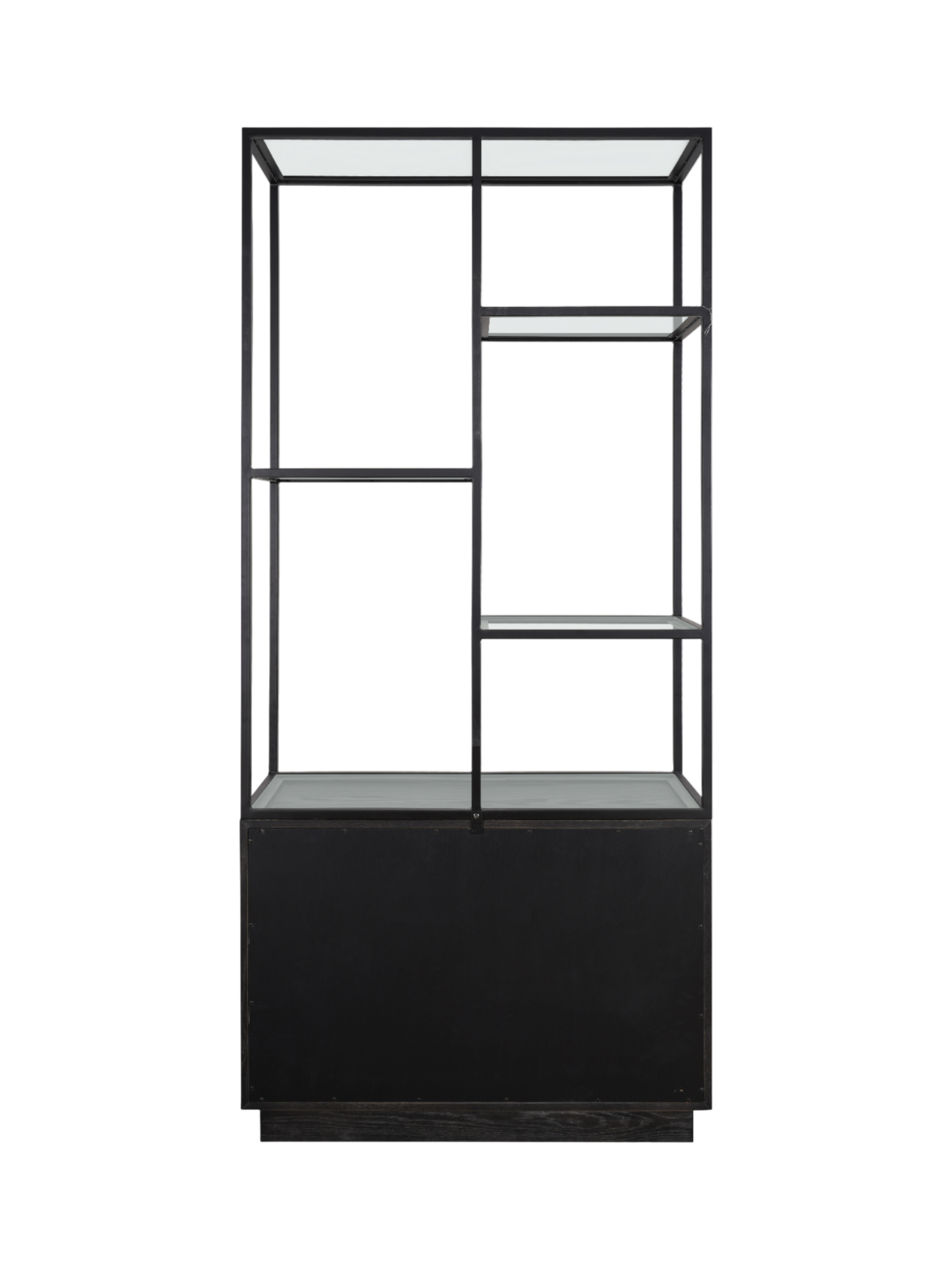 Jorge 2 Door Bookcase Black / Black With Glass Shelf