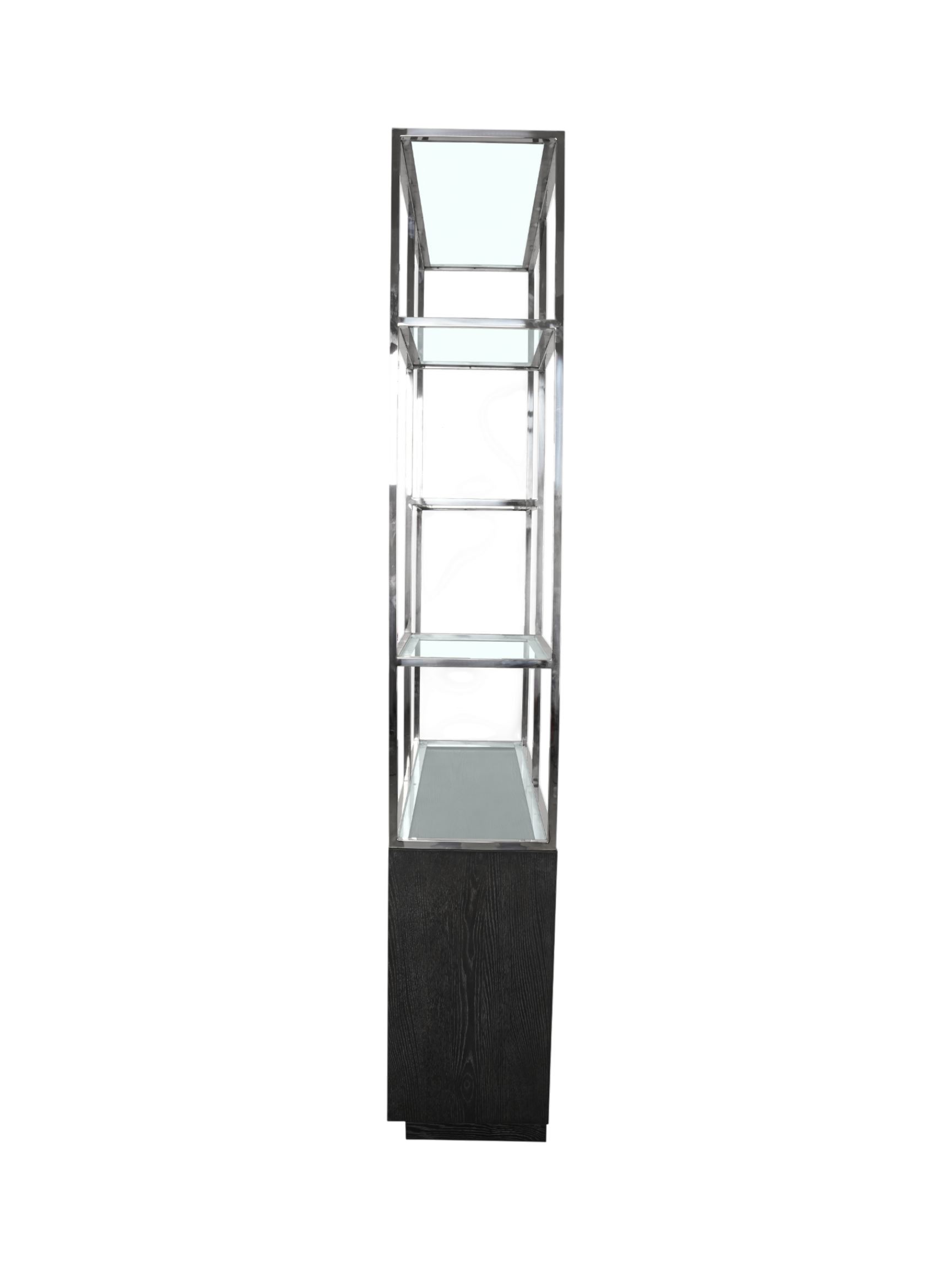 Jorge 2 Door Bookcase Black / Silver With Glass Shelf - Mixed Shelf Layout