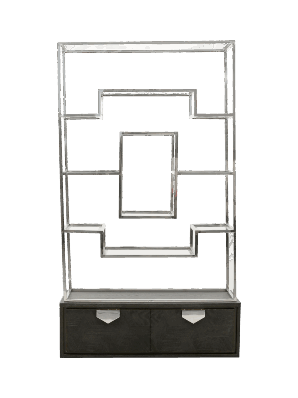 Jorge Display Bookcase Black / Silver With Glass Shelf
