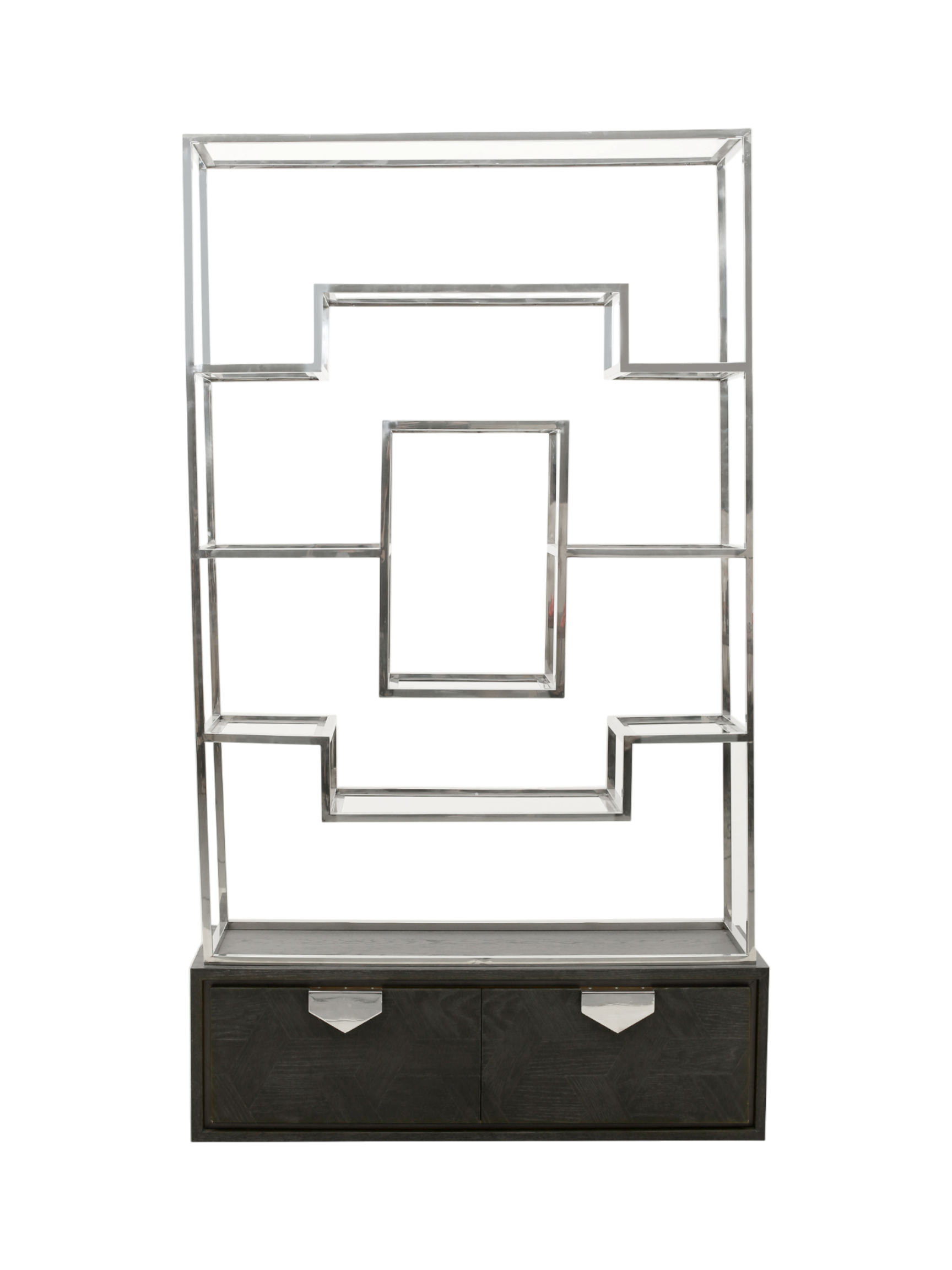 Jorge Display Bookcase Black / Silver With Glass Shelf