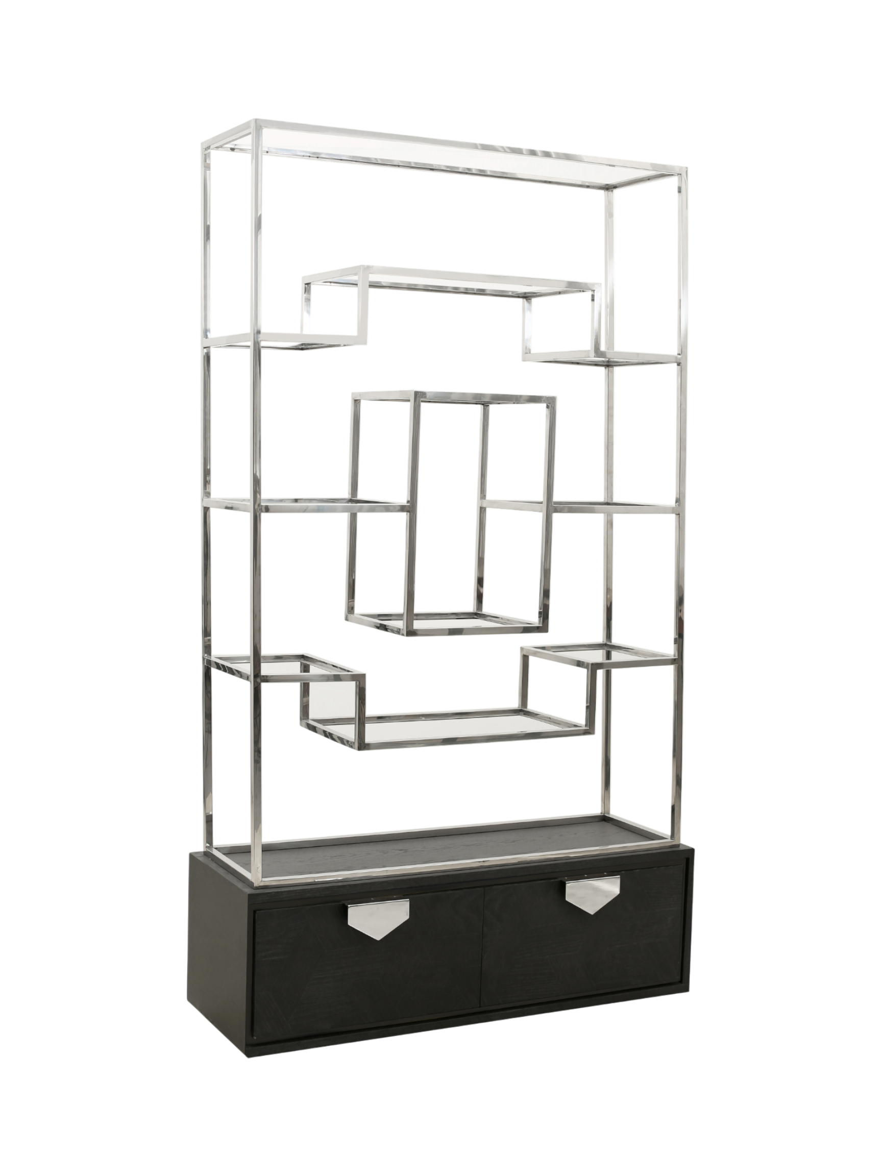 Jorge Display Bookcase Black / Silver With Glass Shelf