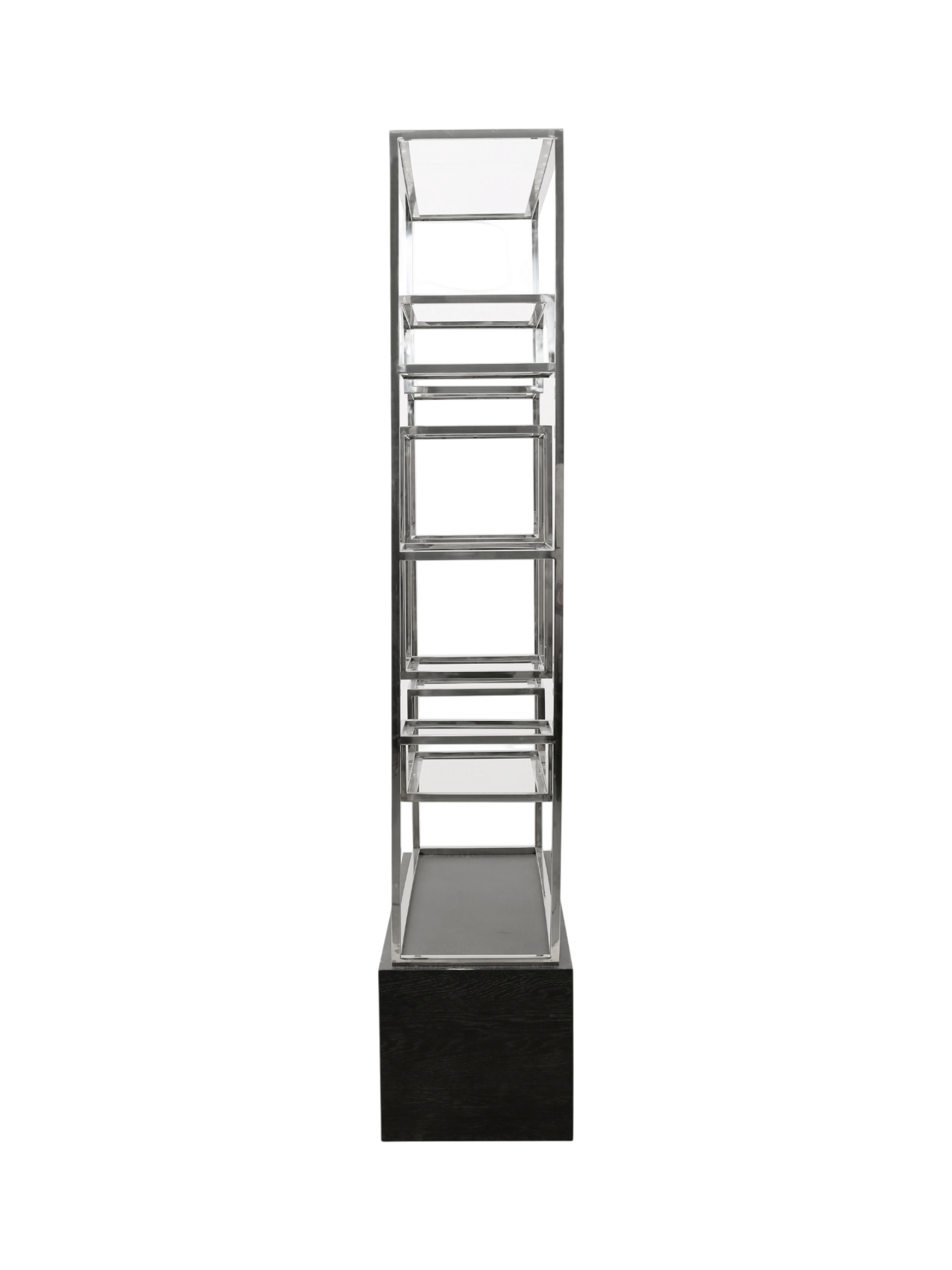 Jorge Display Bookcase Black / Silver With Glass Shelf